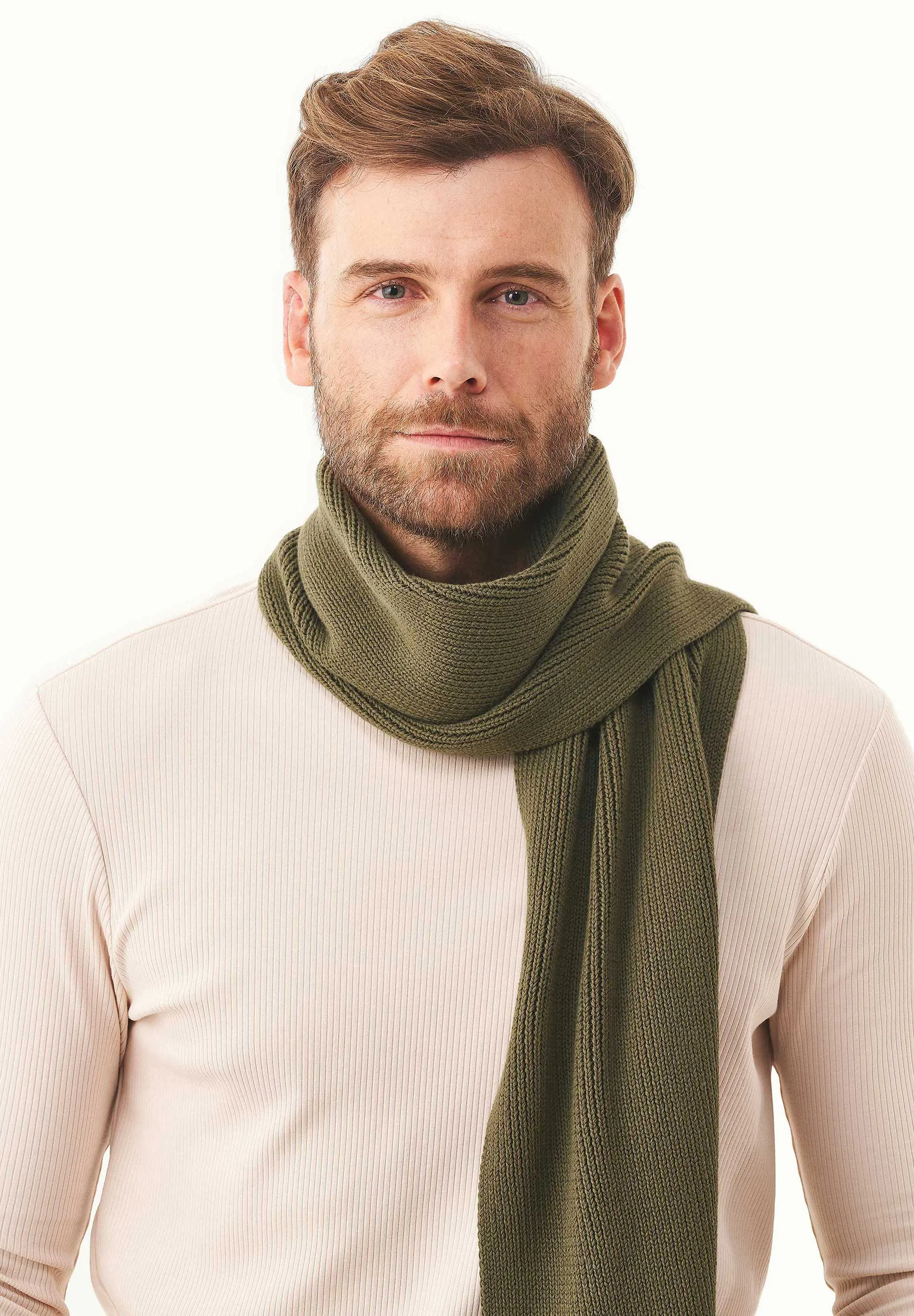 Knitted Organic Cotton Scarf Military Olive sold by Ivalo.com product image thumbnail 3