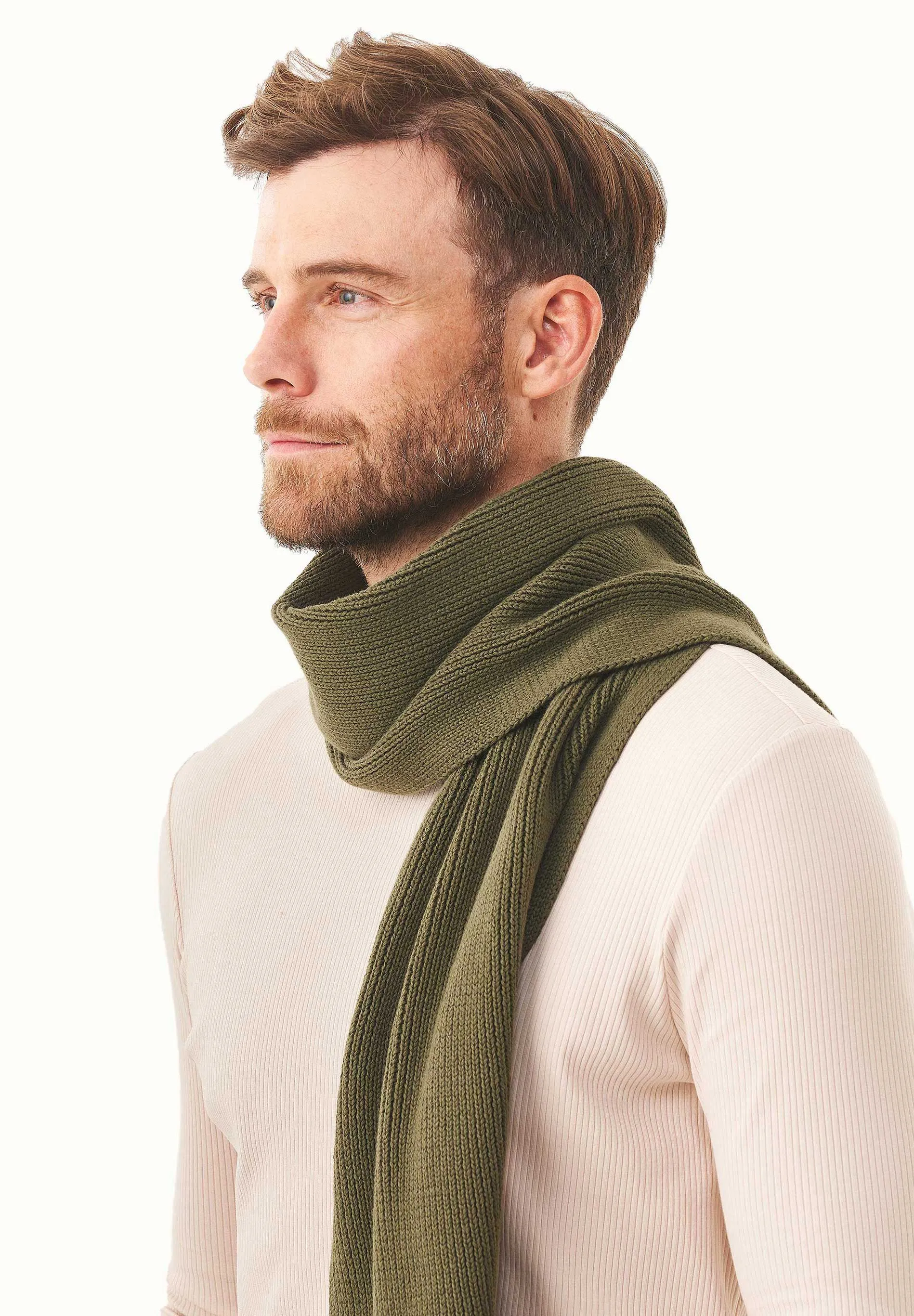 Knitted Organic Cotton Scarf Military Olive sold by Ivalo.com product image thumbnail 5