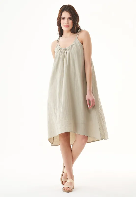 Spaghetti Strap Organic Cotton Summer Dress Green Tint sold by Ivalo.com