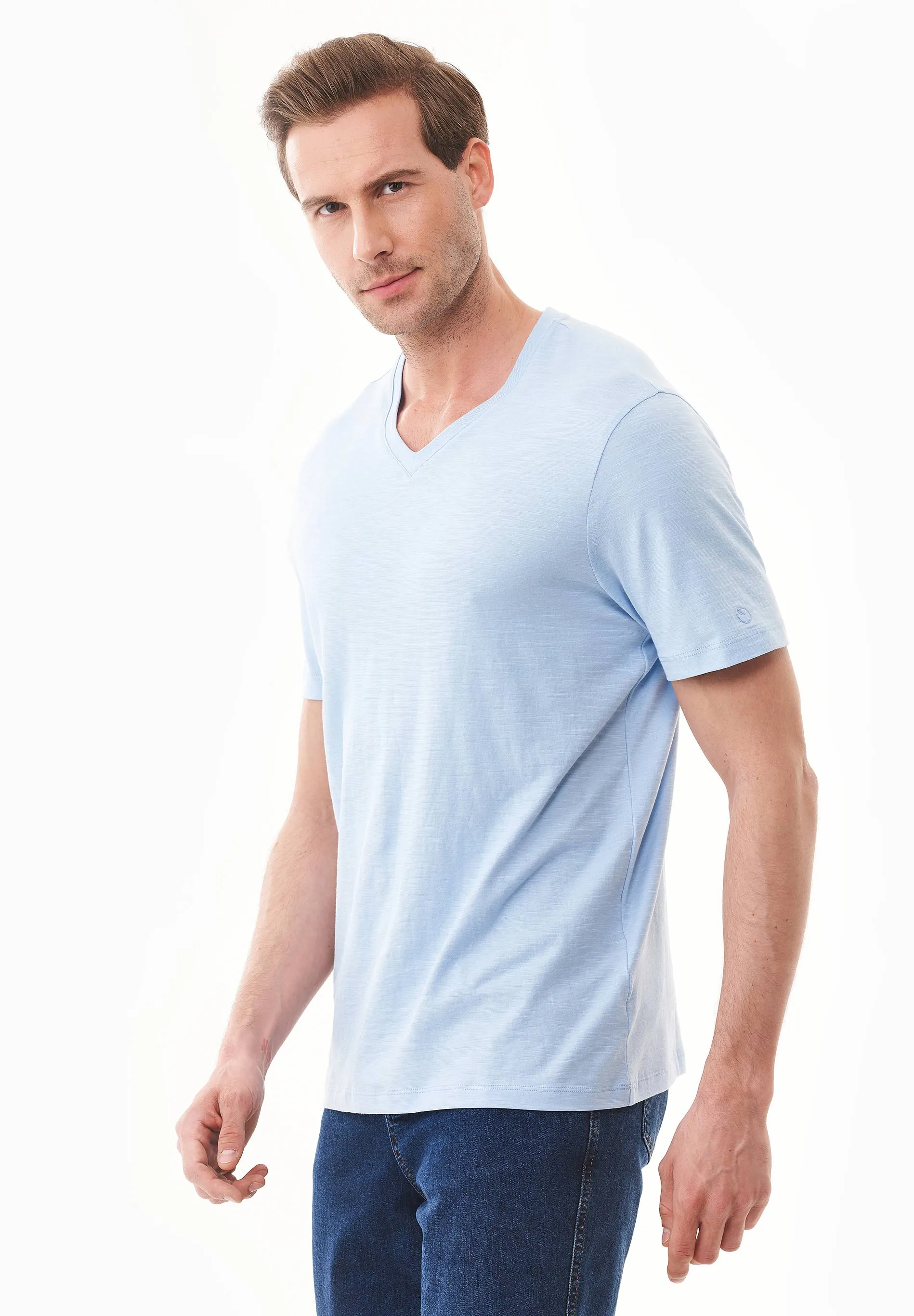 Men's Basic V-Neck T-Shirt Powder Blue sold by Ivalo.com product image thumbnail 4