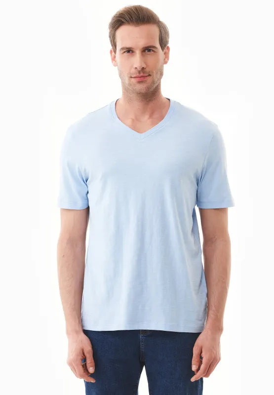 Men's Basic V-Neck T-Shirt Powder Blue sold by Ivalo.com