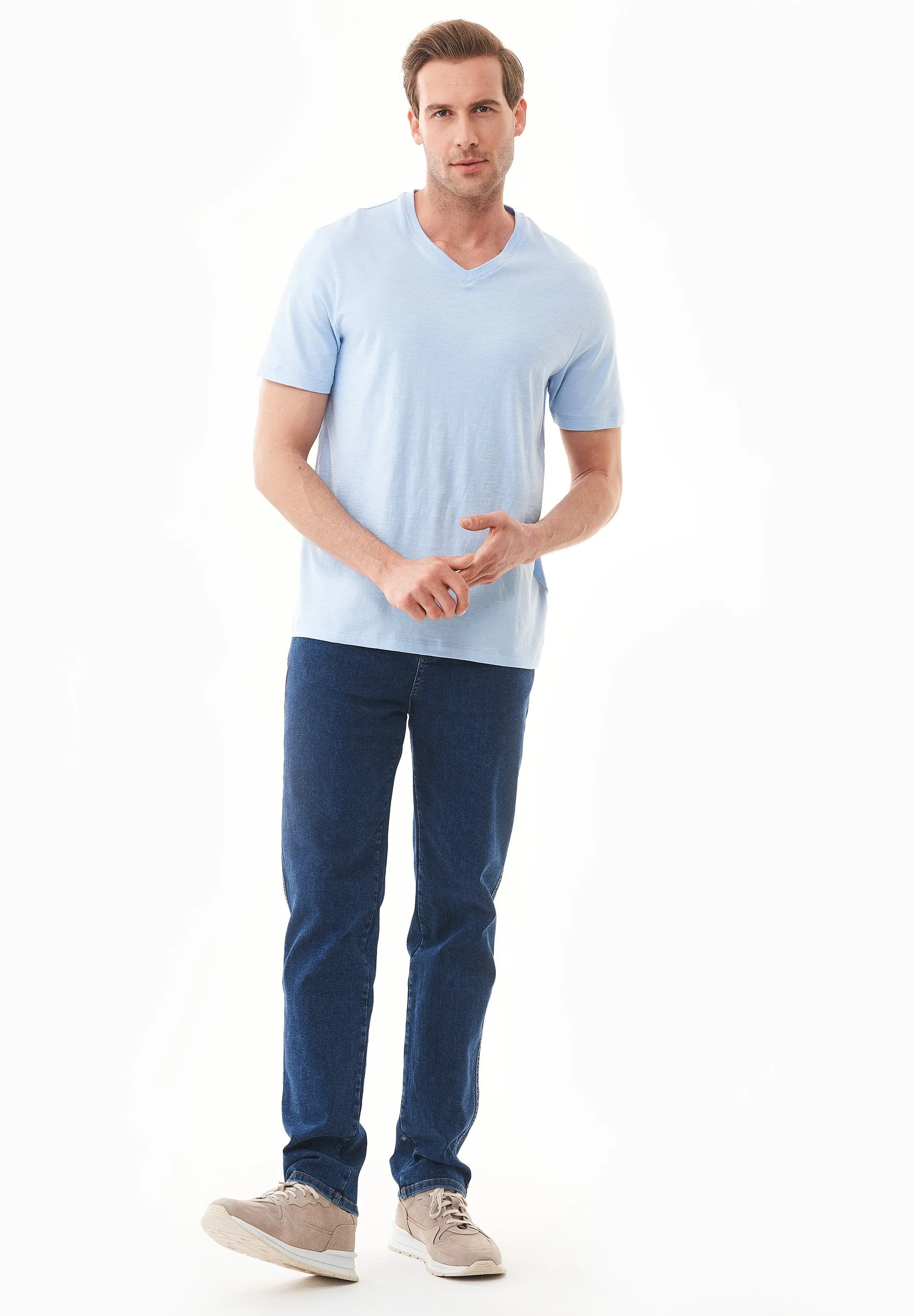 Men's Basic V-Neck T-Shirt Powder Blue sold by Ivalo.com product image thumbnail 3