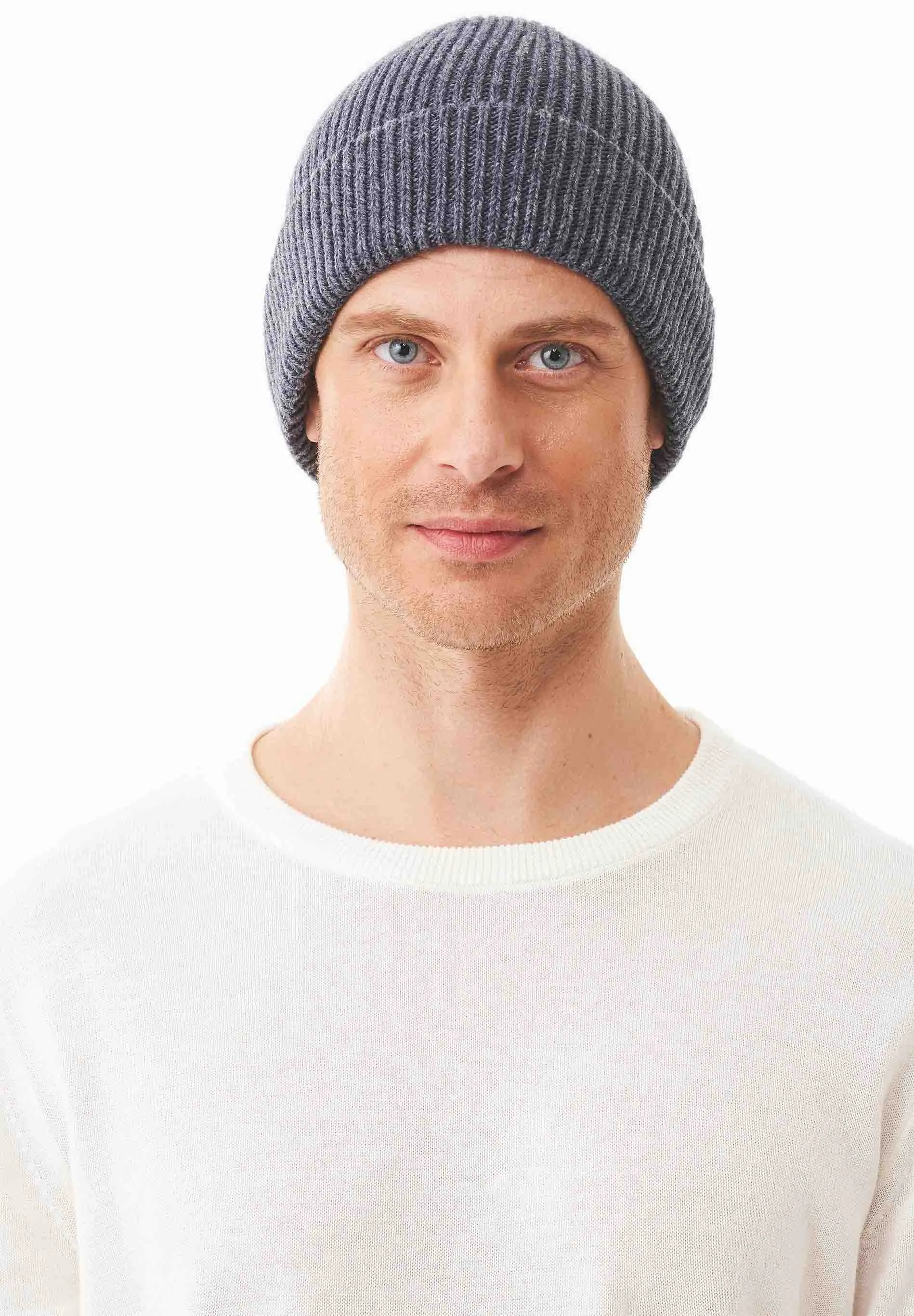 Ribbed Merino Wool Blend Beanie Antracite sold by Ivalo.com