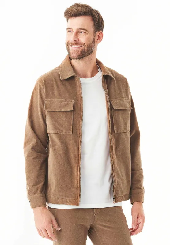 Men's Full Zip Corduroy Overshirt Camel sold by Ivalo.com
