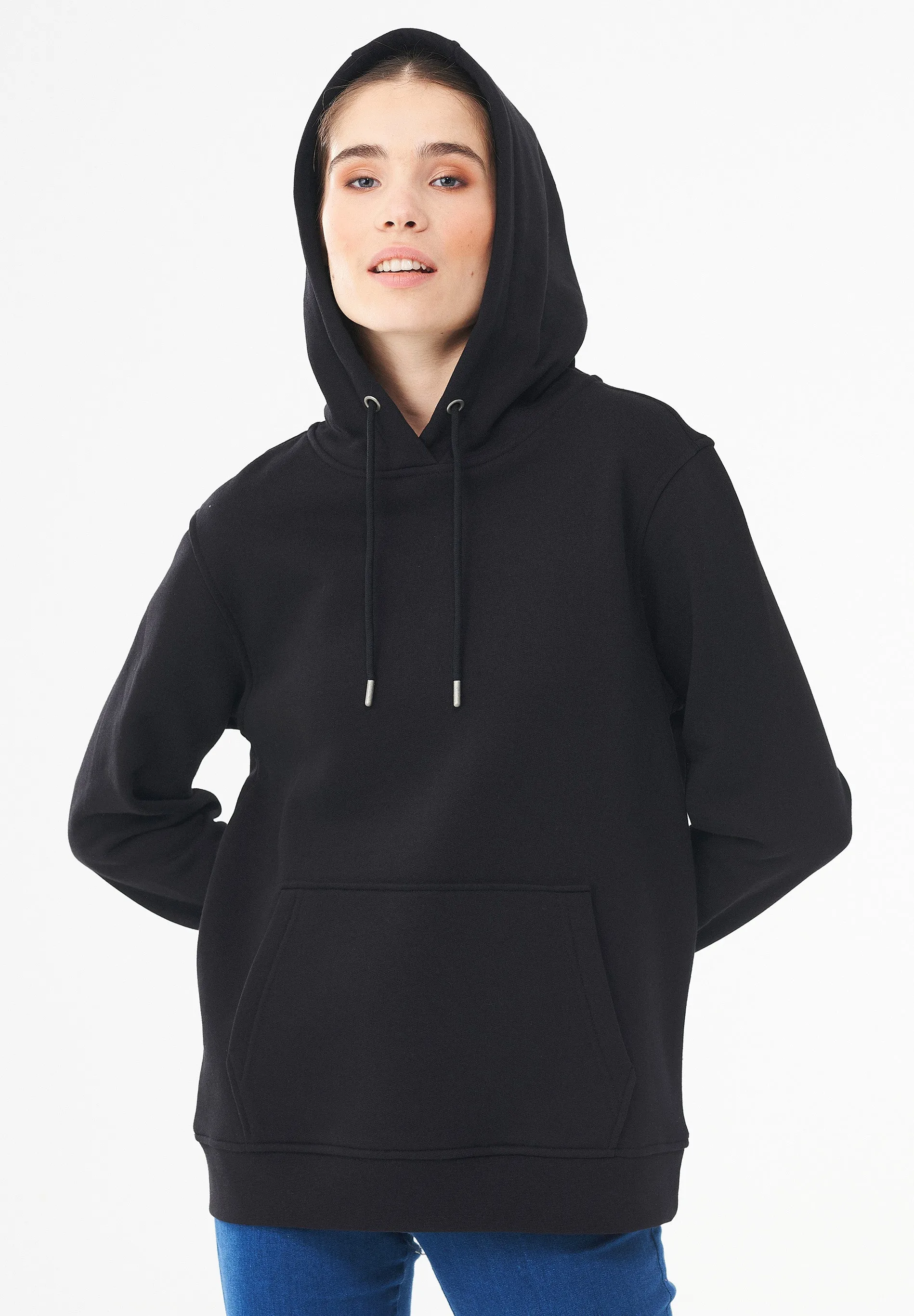 Women's Organic Cotton Hoodie With Kangaroo Pocket Black sold by Ivalo.com product image thumbnail 5