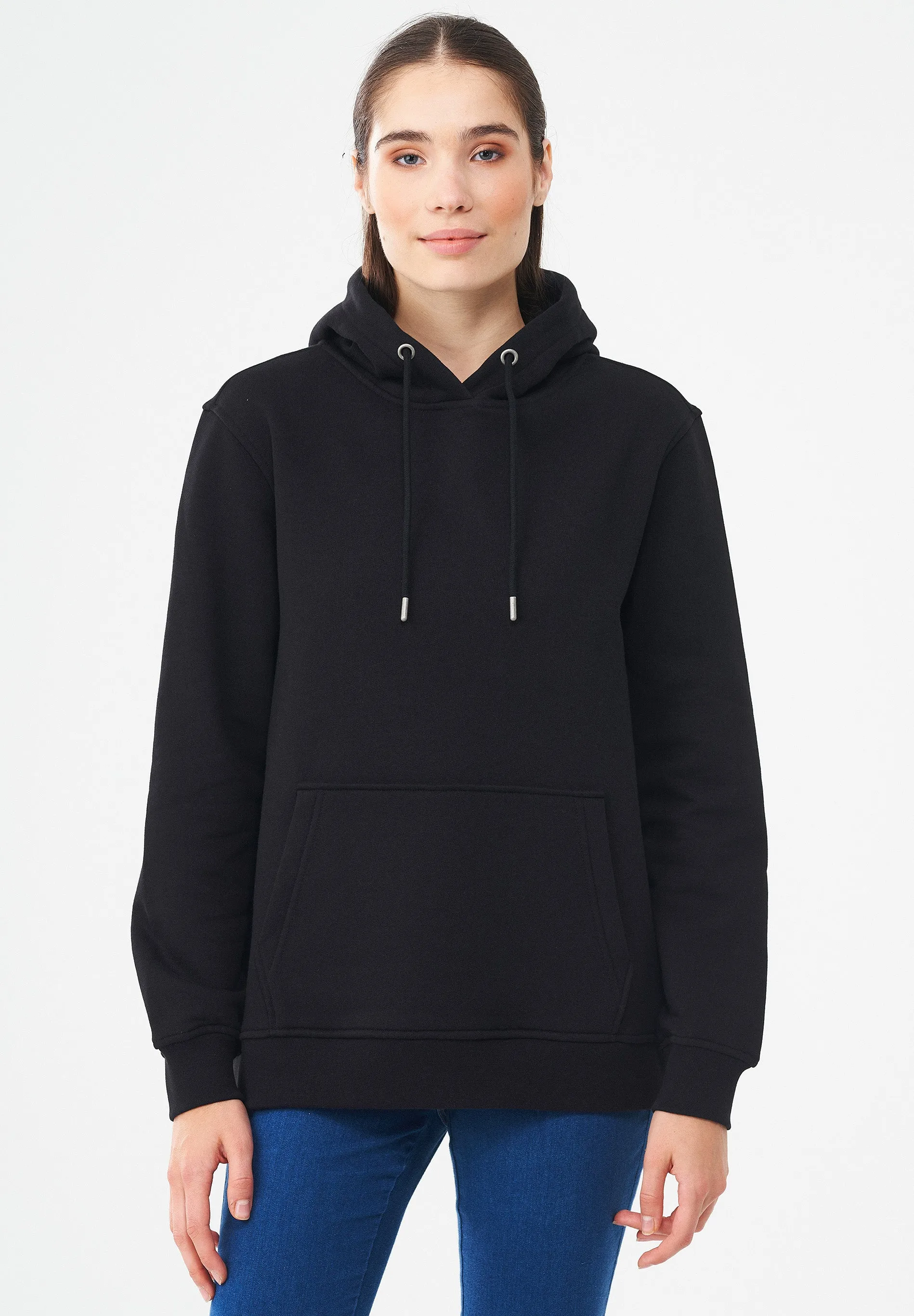 Women's Organic Cotton Hoodie With Kangaroo Pocket Black sold by Ivalo.com