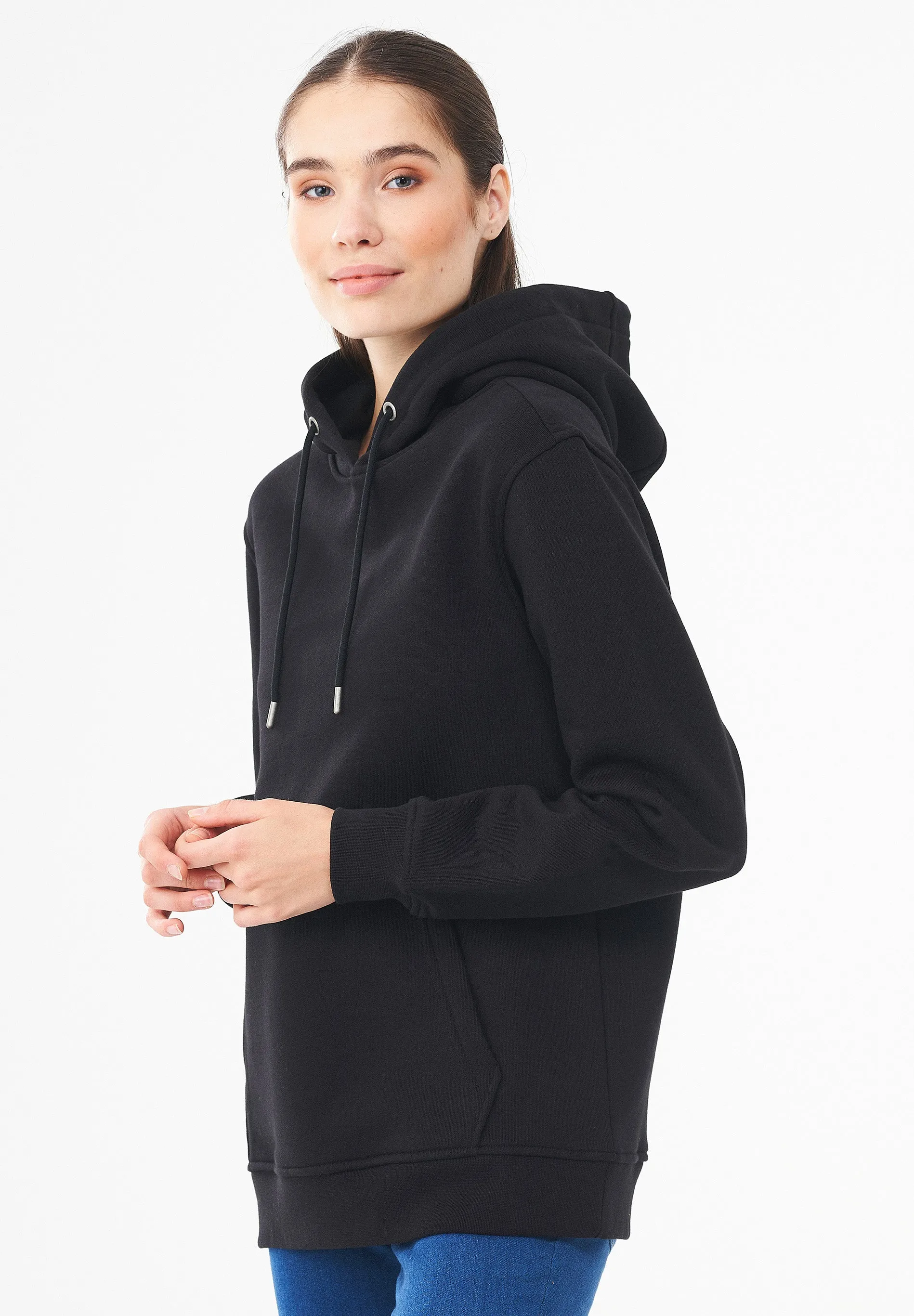 Women's Organic Cotton Hoodie With Kangaroo Pocket Black sold by Ivalo.com product image thumbnail 4