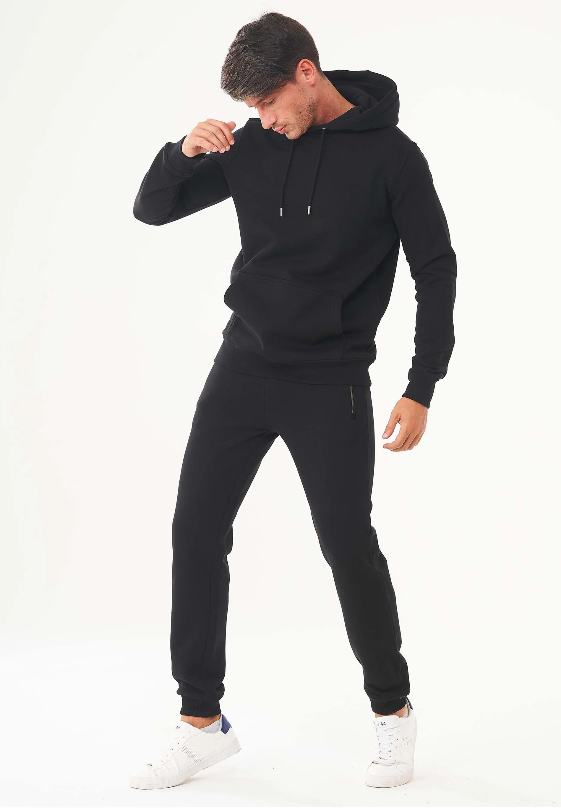 Men's Organic Cotton Hoodie With Kangaroo Pocket Black sold by Ivalo.com product image thumbnail 3