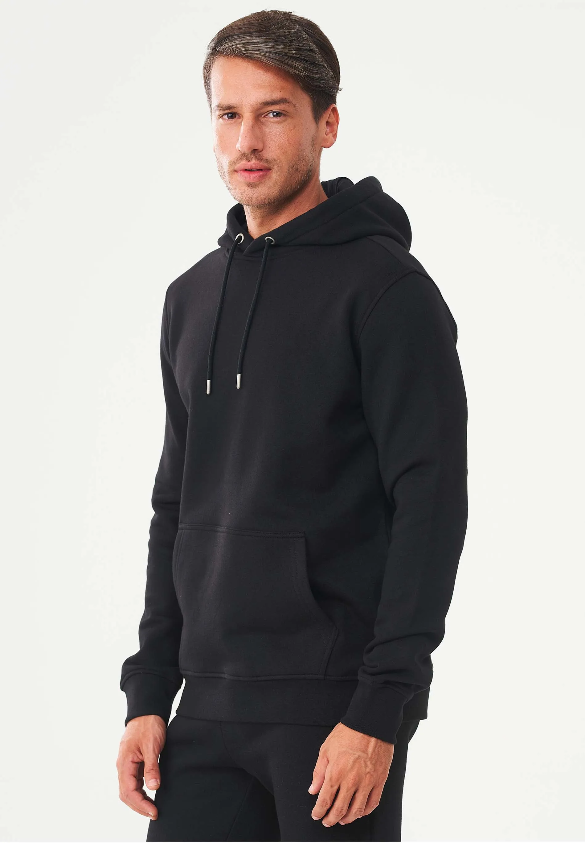 Men's Organic Cotton Hoodie With Kangaroo Pocket Black sold by Ivalo.com product image thumbnail 4