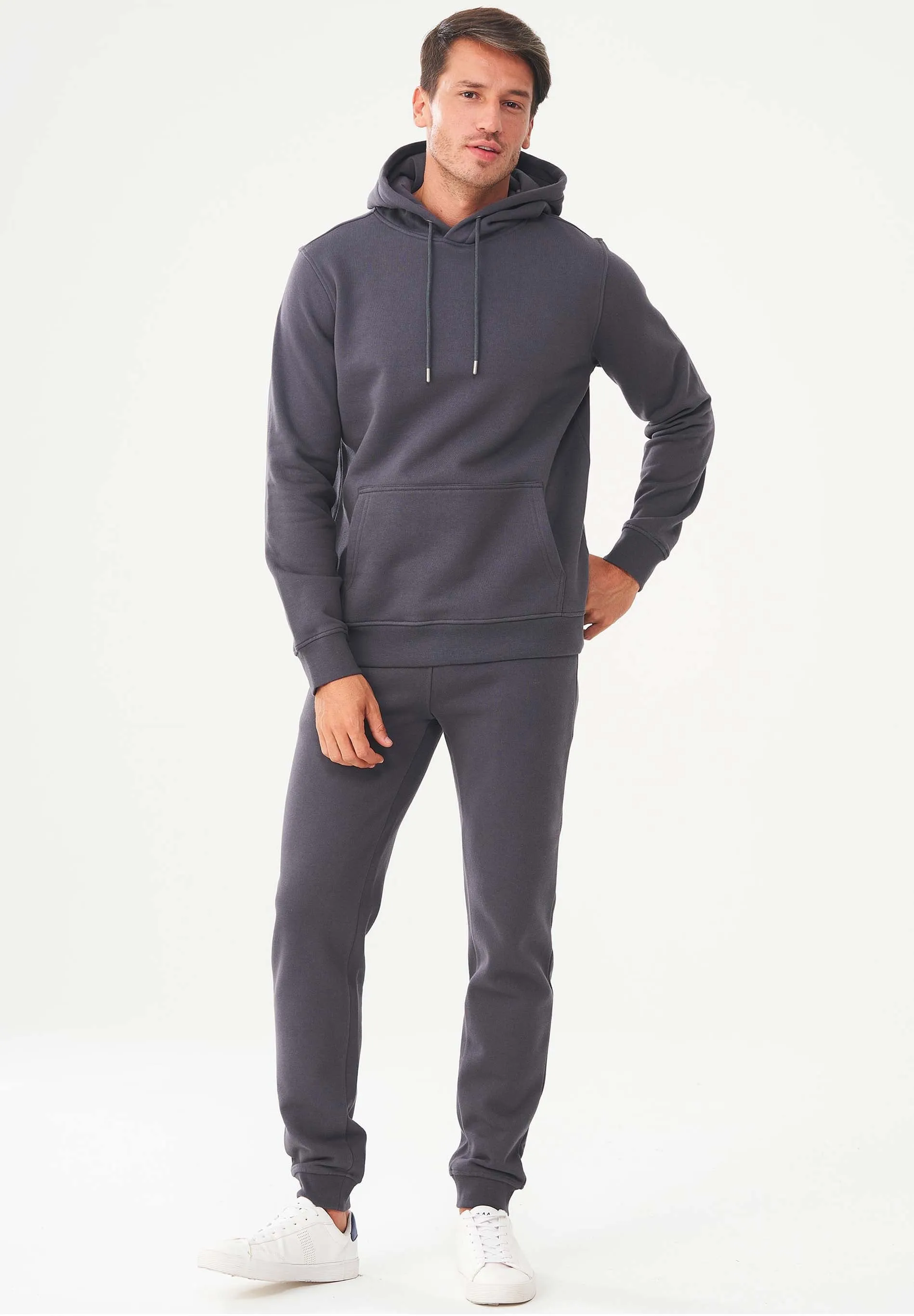 Men's Organic Cotton Hoodie With Kangaroo Pocket Asphalt sold by Ivalo.com product image thumbnail 3