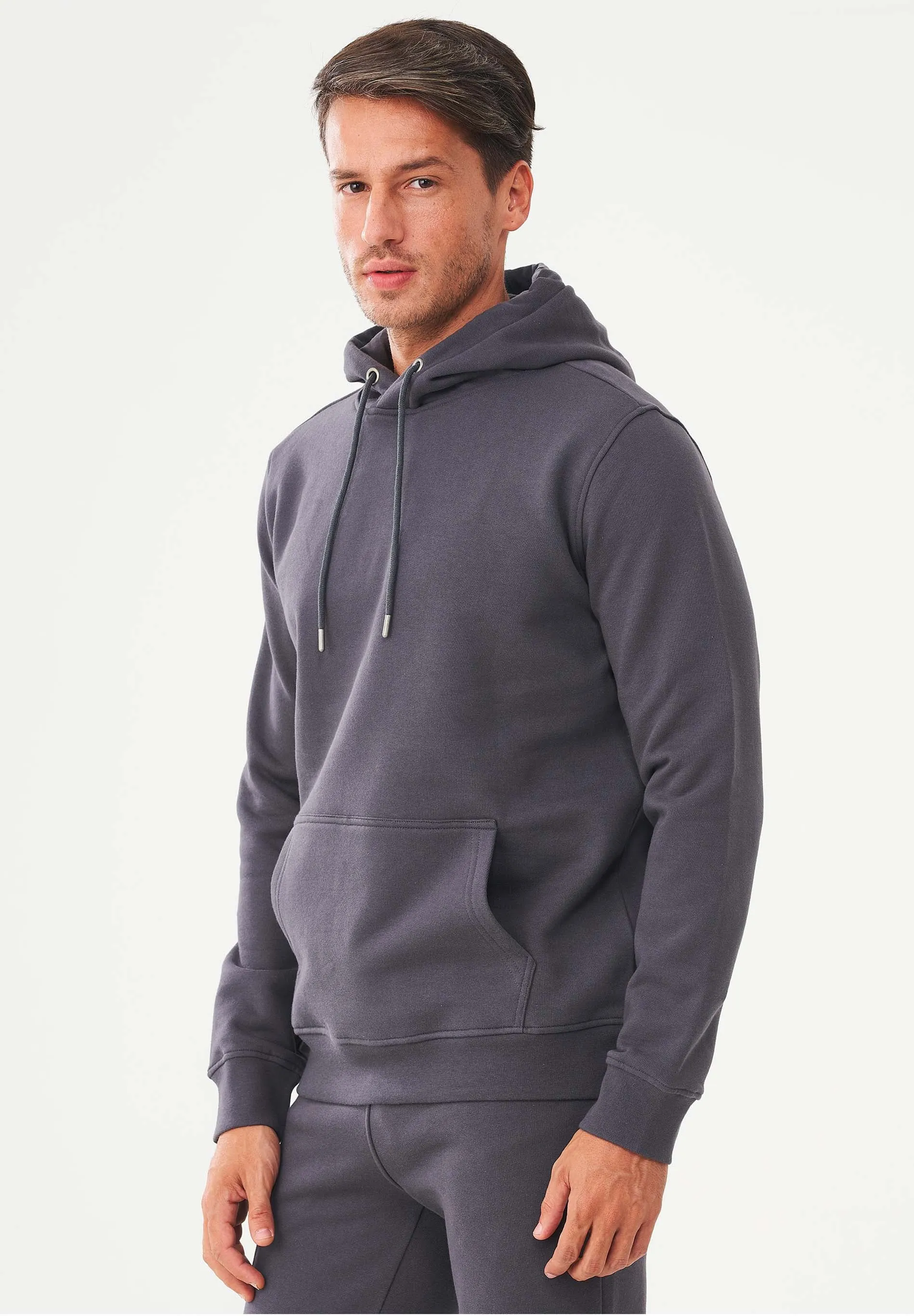 Men's Organic Cotton Hoodie With Kangaroo Pocket Asphalt sold by Ivalo.com product image thumbnail 4