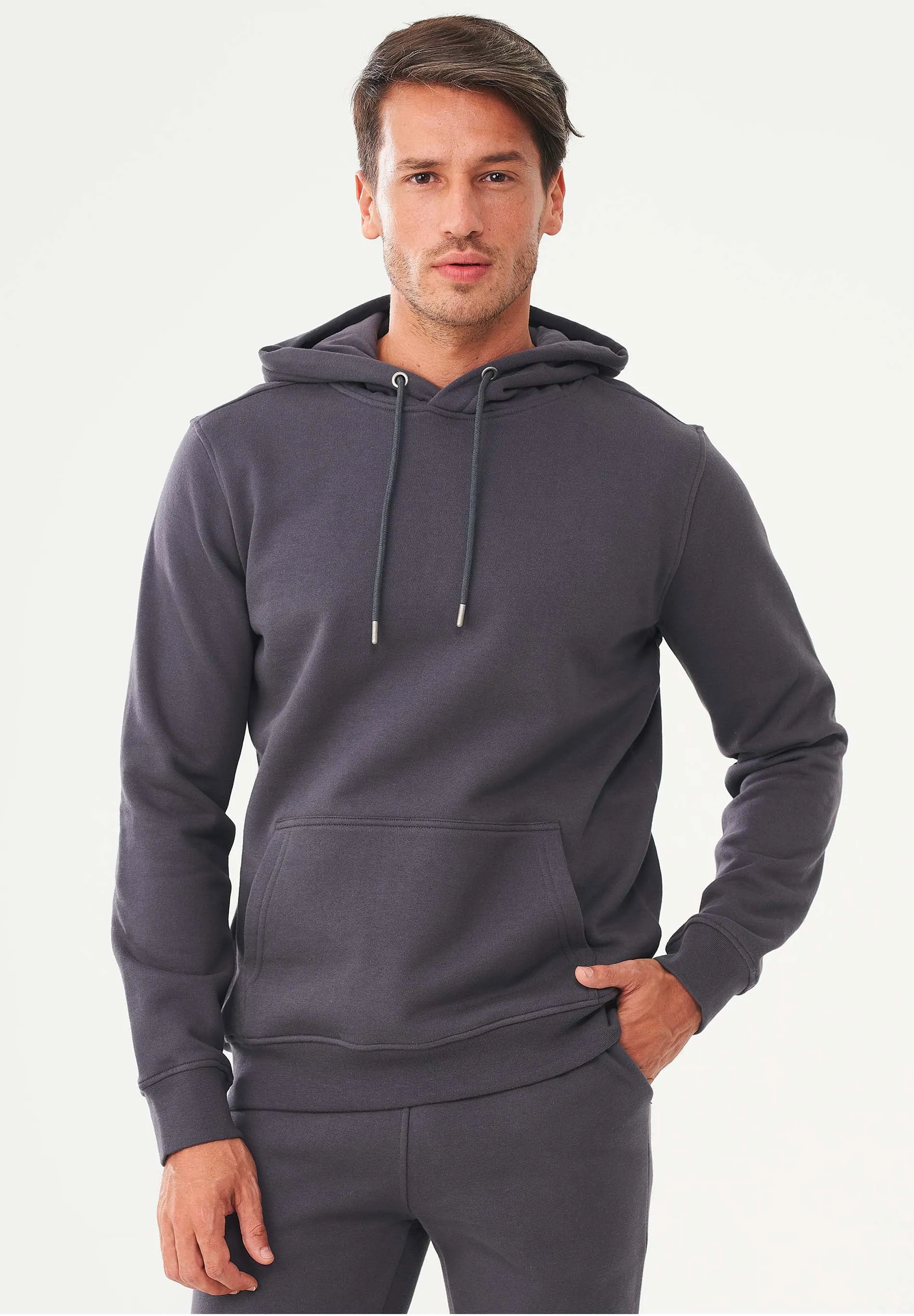 Men's Organic Cotton Hoodie With Kangaroo Pocket Asphalt sold by Ivalo.com