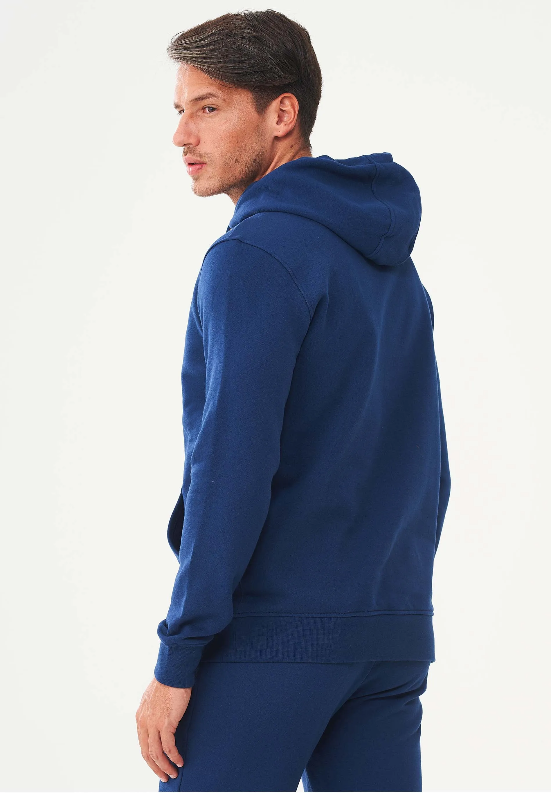 Men's Organic Cotton Hoodie With Kangaroo Pocket Navy sold by Ivalo.com product image thumbnail 2