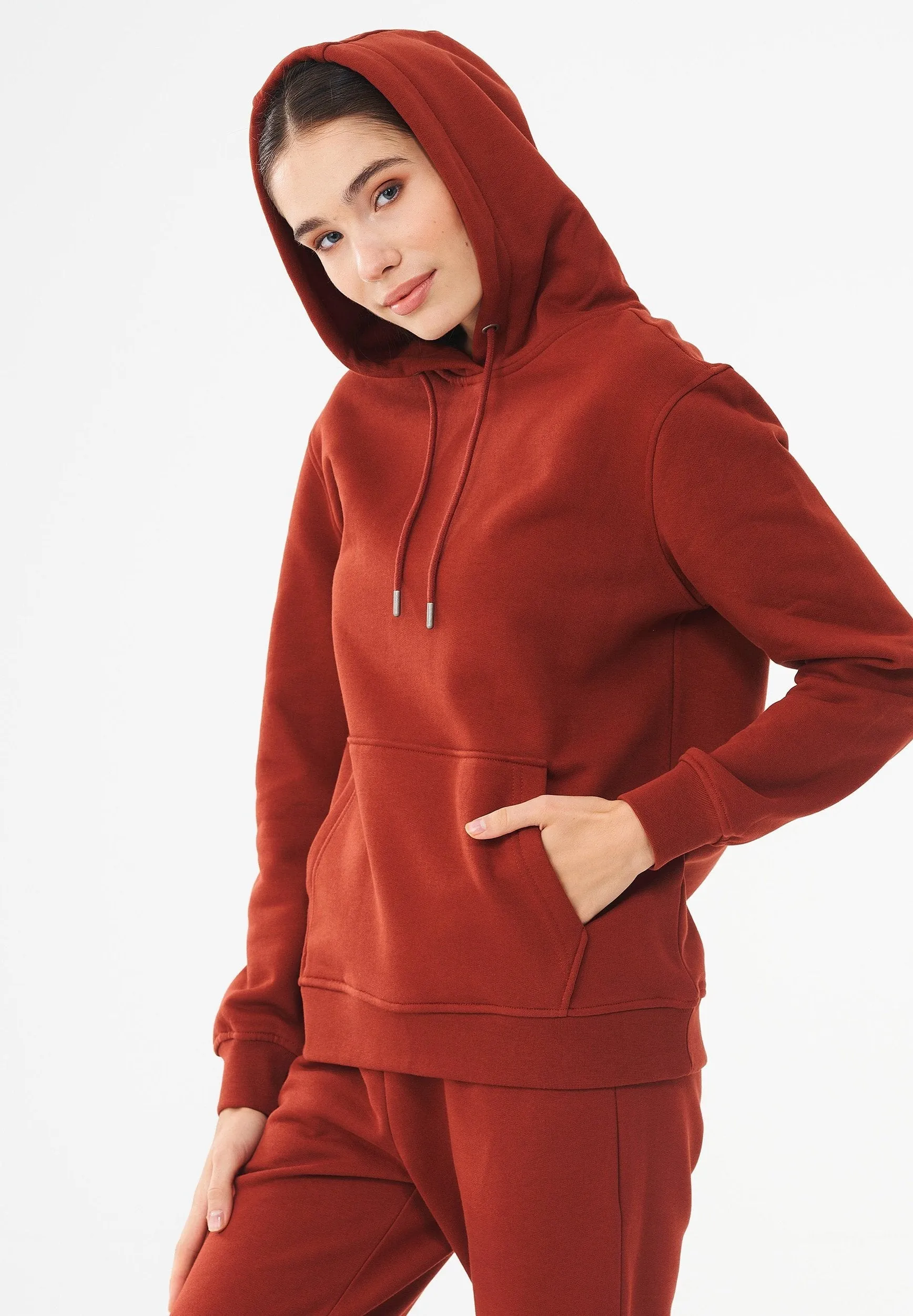 Women's Organic Cotton Hoodie With Kangaroo Pocket Ginger sold by Ivalo.com product image thumbnail 5