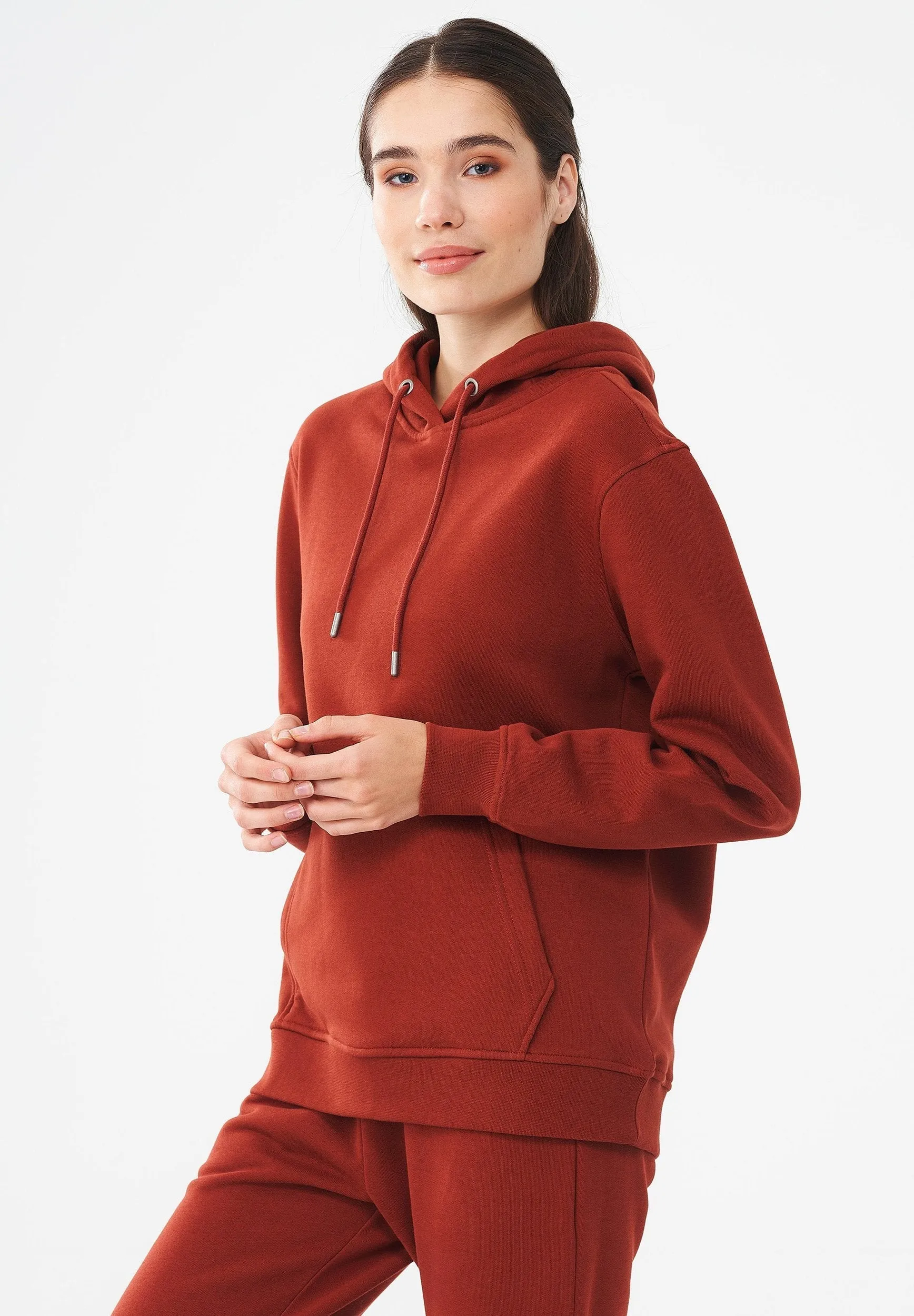 Women's Organic Cotton Hoodie With Kangaroo Pocket Ginger sold by Ivalo.com product image thumbnail 4