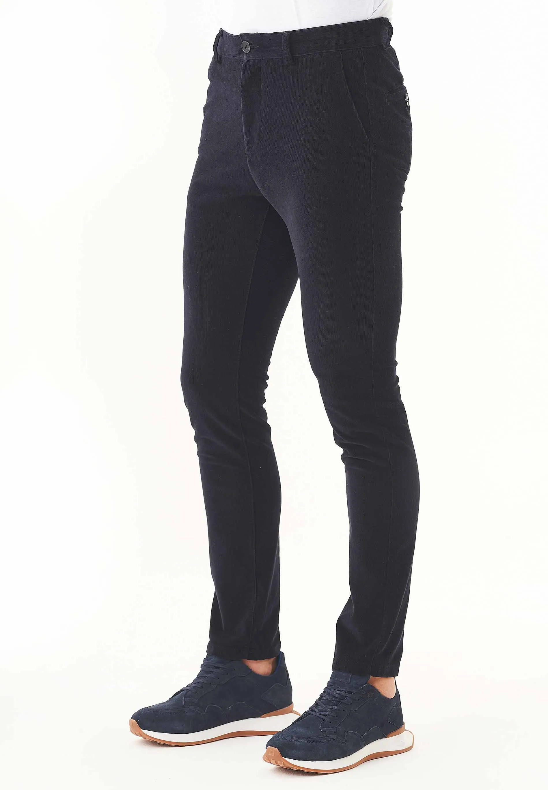 Men's Slim Fit Corduroy Trousers Dark Navy sold by Ivalo.com