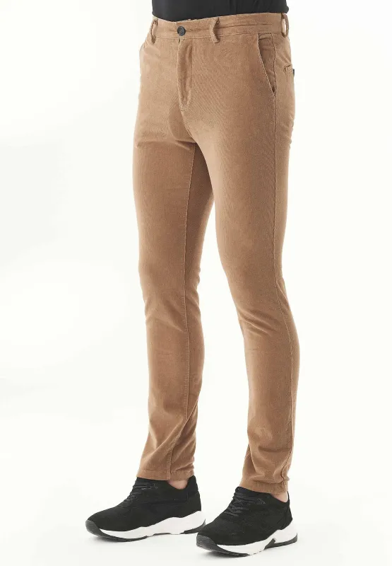 Men's Slim Fit Corduroy Trousers Camel sold by Ivalo.com