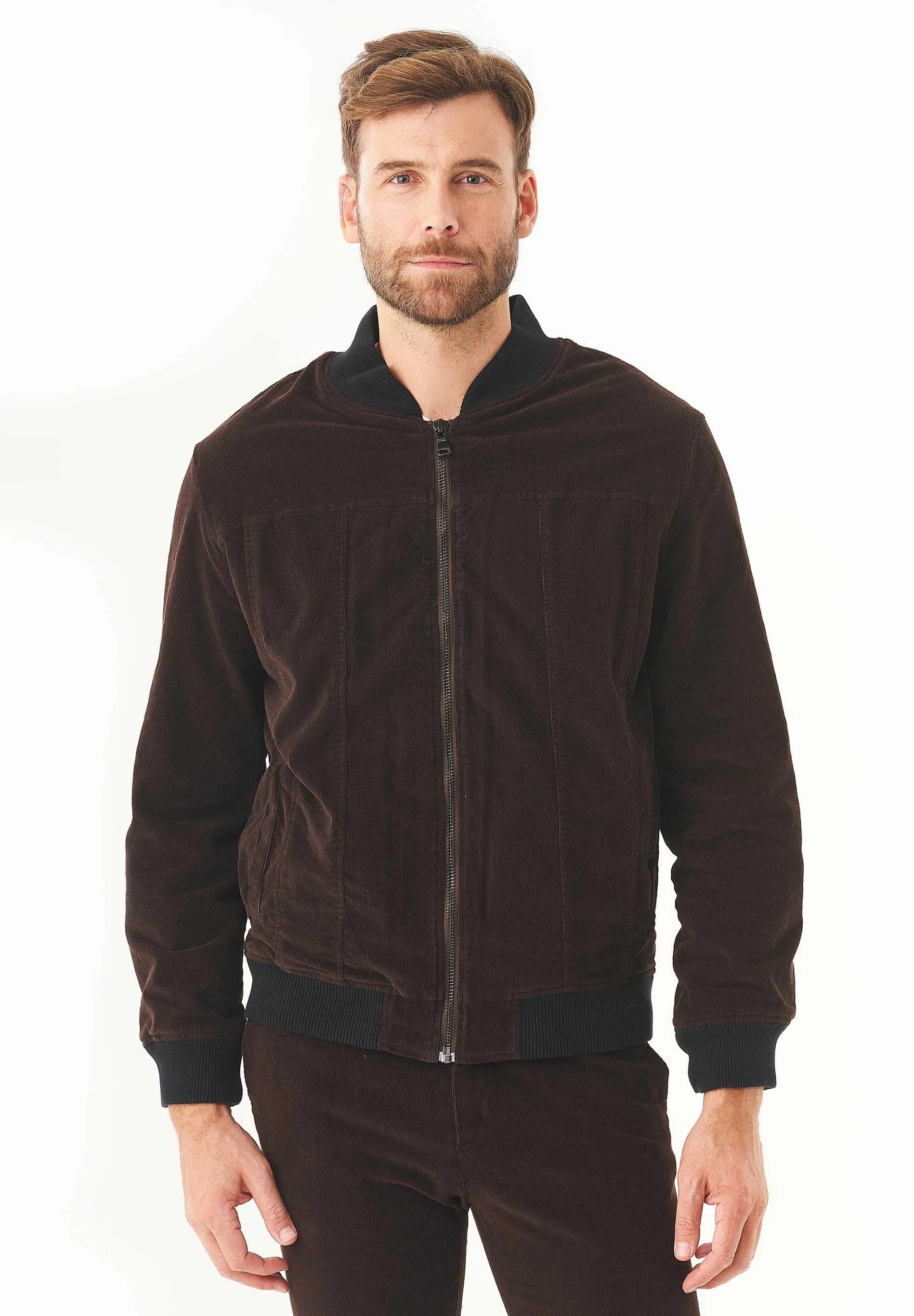 Men's Corduroy Bomber Jacket Espresso sold by Ivalo.com product image thumbnail 2