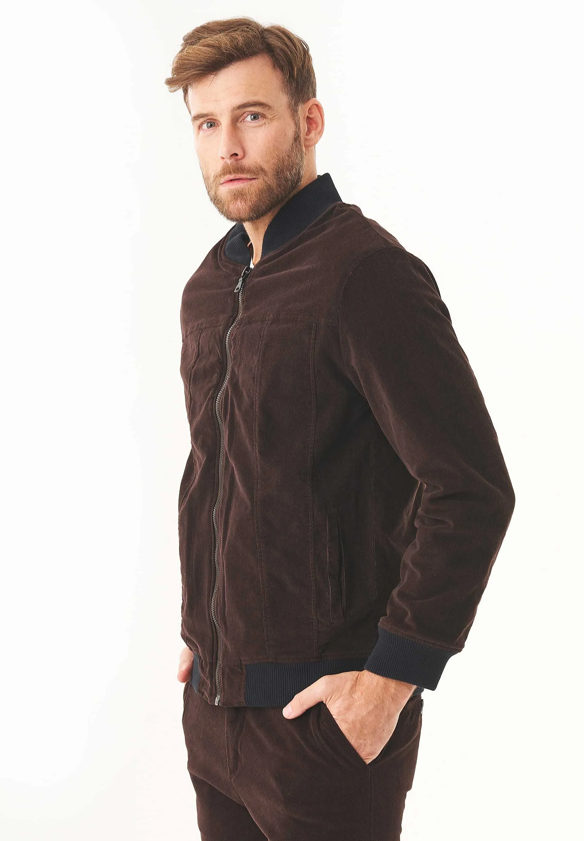 Men's Corduroy Bomber Jacket Espresso sold by Ivalo.com product image thumbnail 4