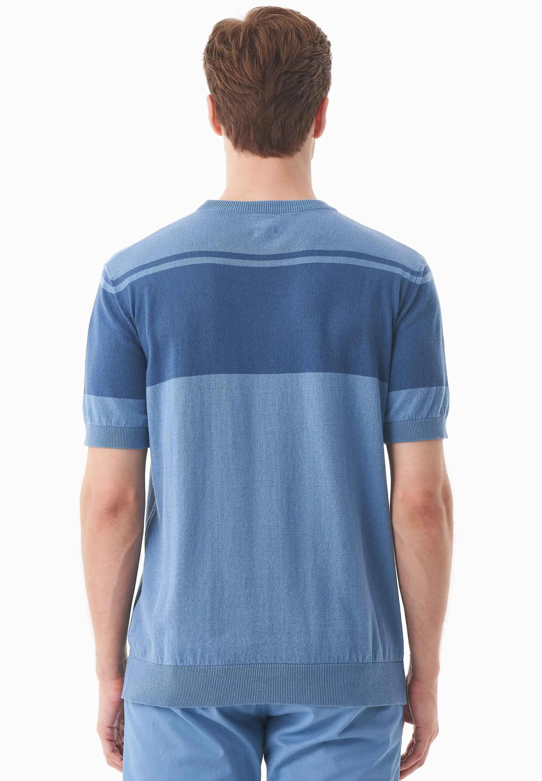 Men's Organic Cotton Knit T-Shirt Coronet Blue/Light Navy sold by Ivalo.com product image thumbnail 2