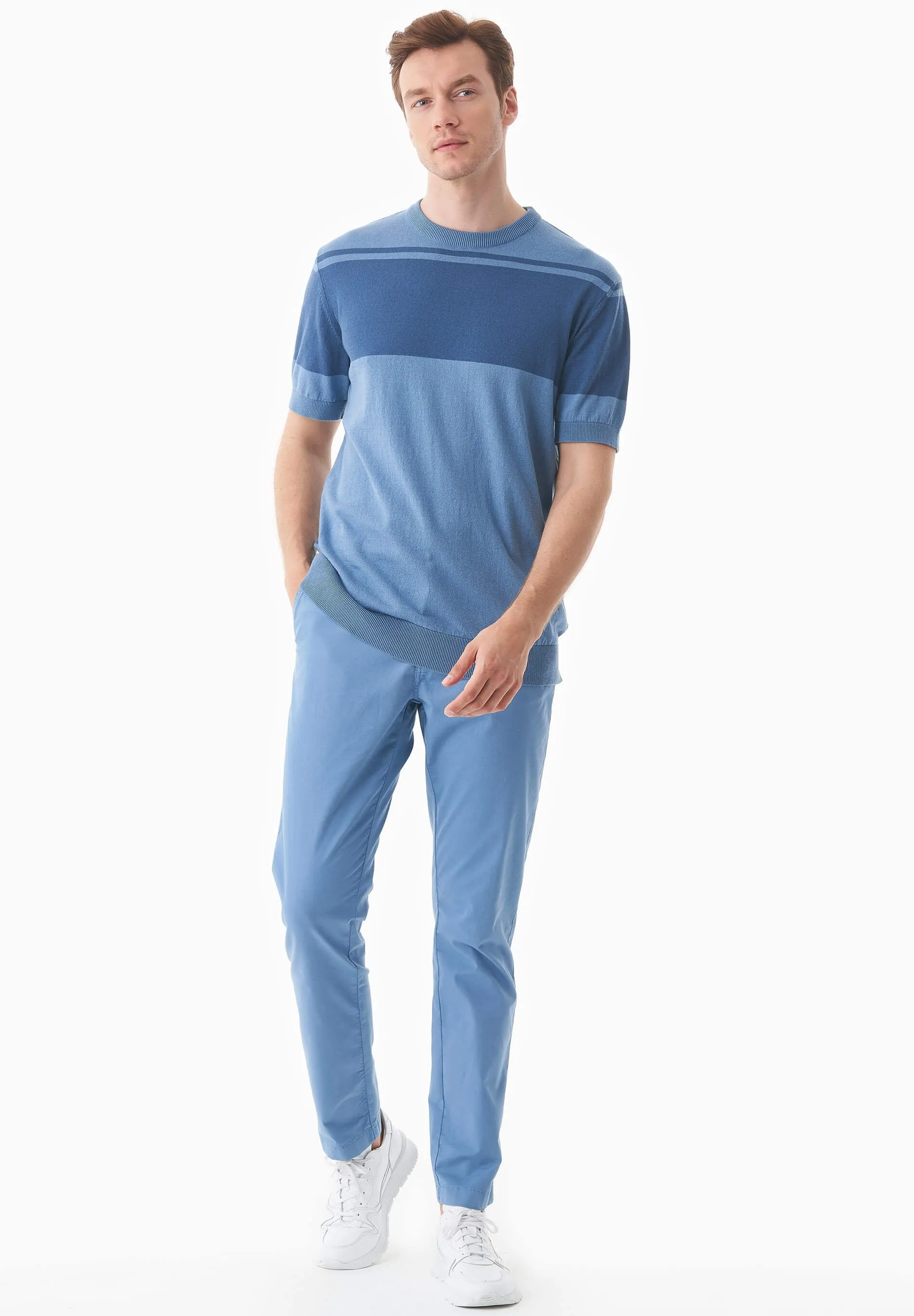 Men's Organic Cotton Knit T-Shirt Coronet Blue/Light Navy sold by Ivalo.com product image thumbnail 4