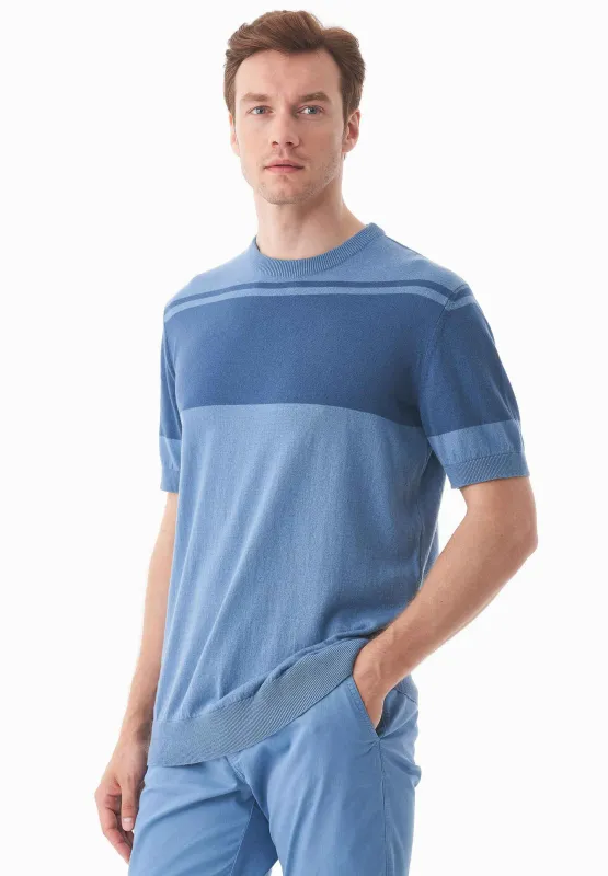 Men's Organic Cotton Knit T-Shirt Coronet Blue/Light Navy sold by Ivalo.com