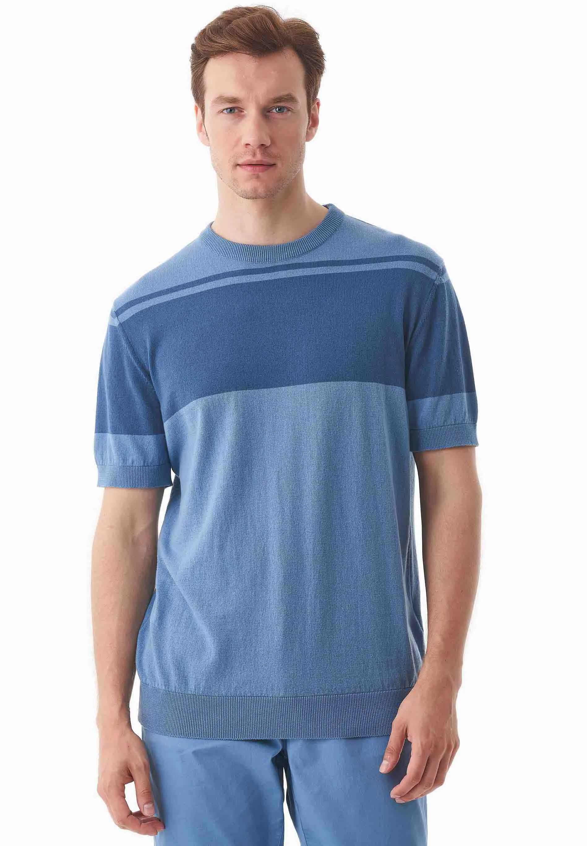 Men's Organic Cotton Knit T-Shirt Coronet Blue/Light Navy sold by Ivalo.com product image thumbnail 3