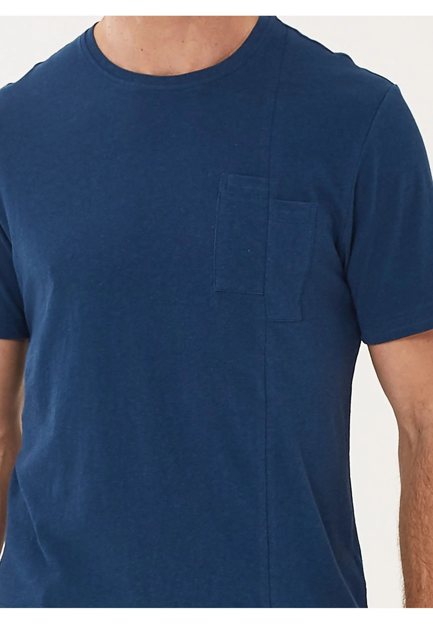 Men's Round Neck Linen Blend T-Shirt Navy sold by Ivalo.com product image thumbnail 5