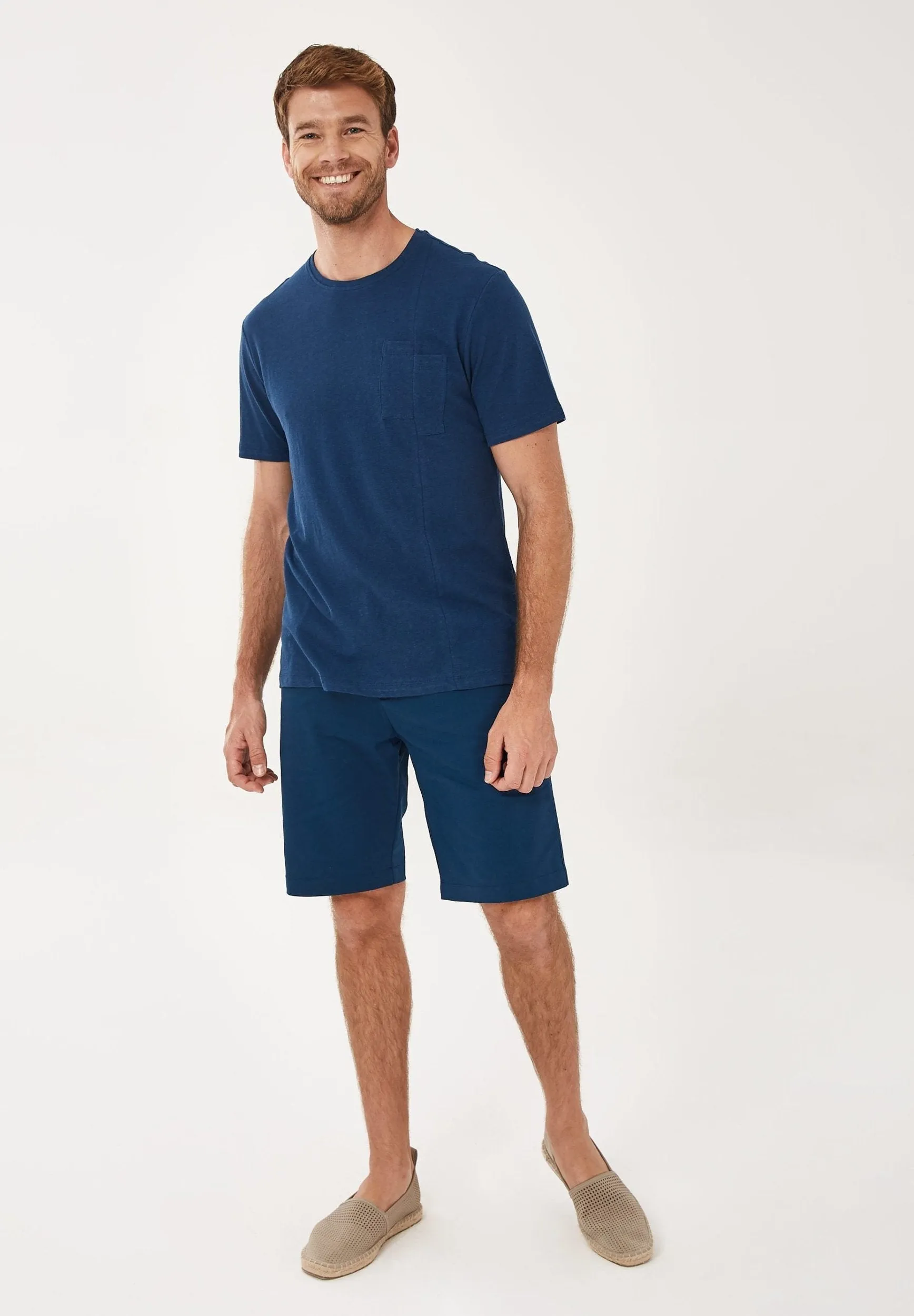 Men's Round Neck Linen Blend T-Shirt Navy sold by Ivalo.com product image thumbnail 3