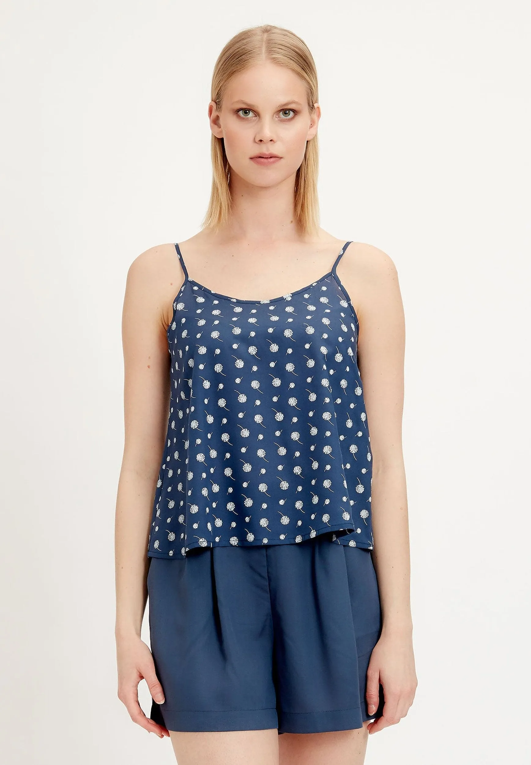 Women's Printed Lyocell Spaghetti Strap Top Navy sold by Ivalo.com