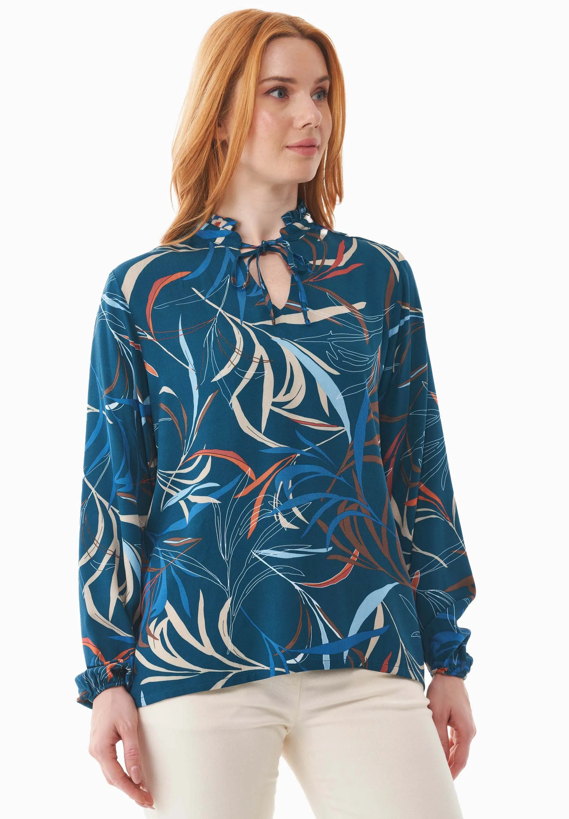 Women's Ruffle Collar Viscose Blouse Winter Leaves sold by Ivalo.com product image thumbnail 4