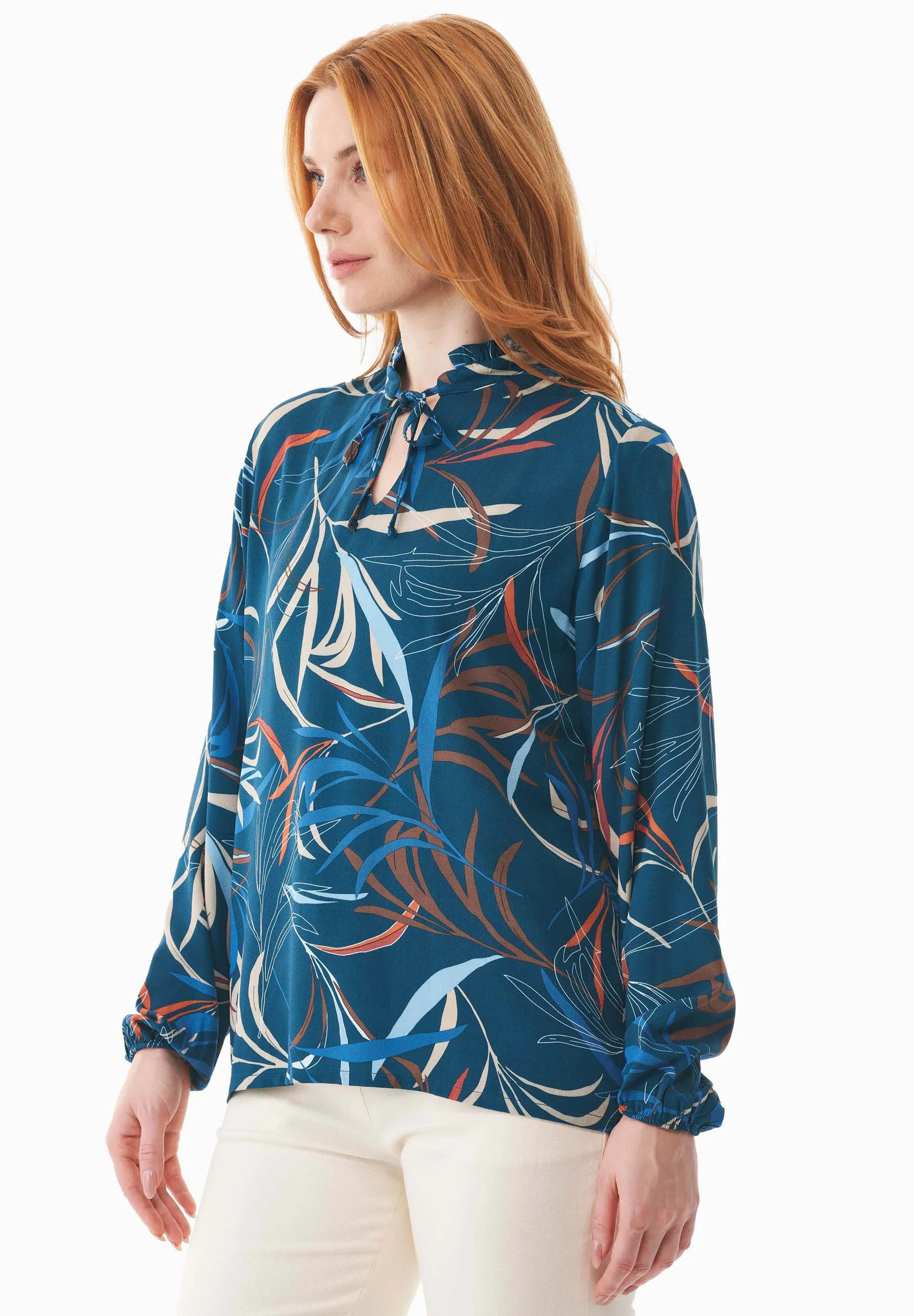 Women's Ruffle Collar Viscose Blouse Winter Leaves sold by Ivalo.com product image thumbnail 5