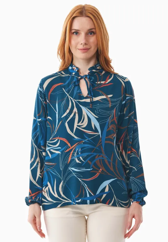 Women's Ruffle Collar Viscose Blouse Winter Leaves made by Ivalo.com