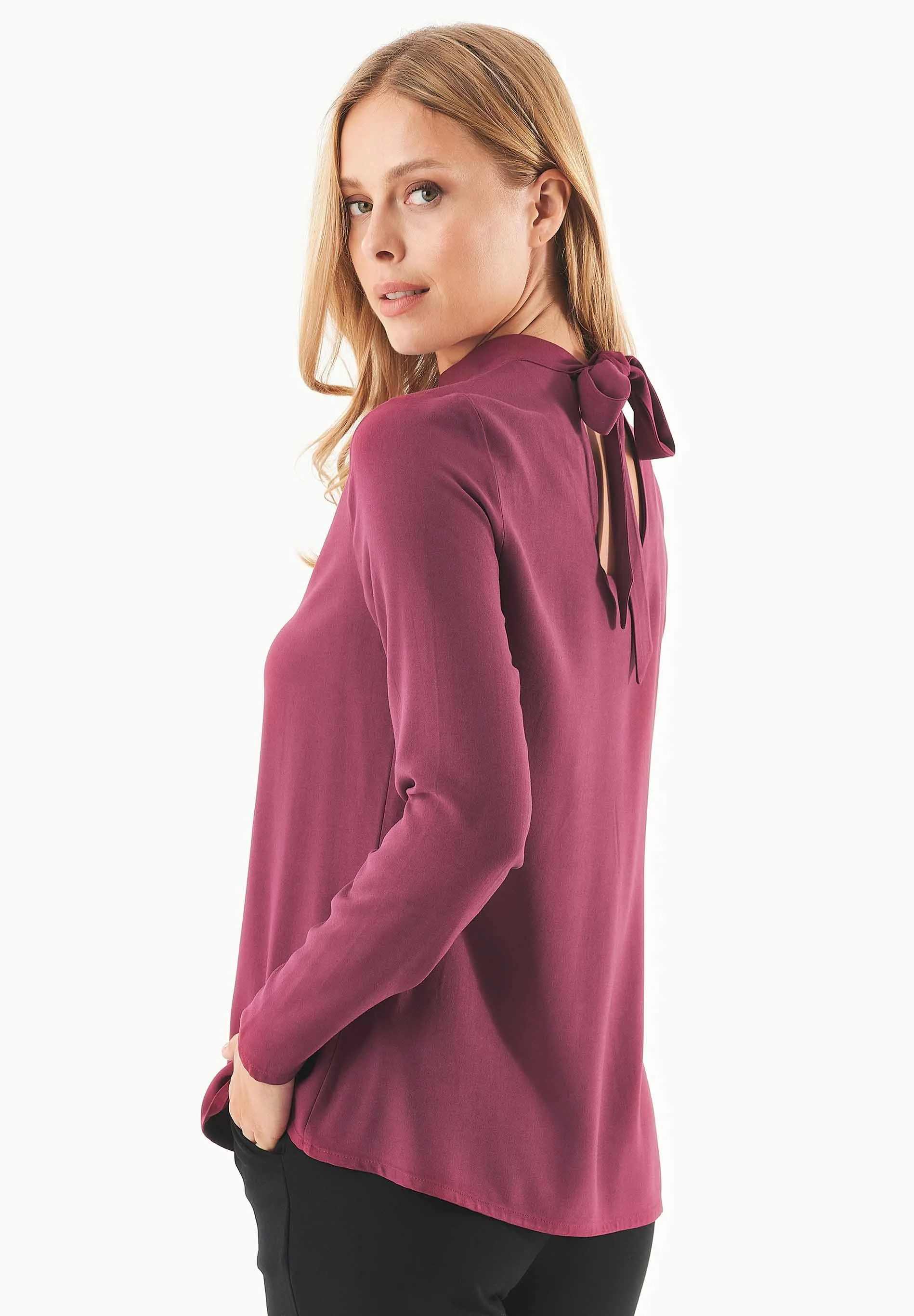 Women's Viscose Blouse With Tie At The Neck Wine sold by Ivalo.com