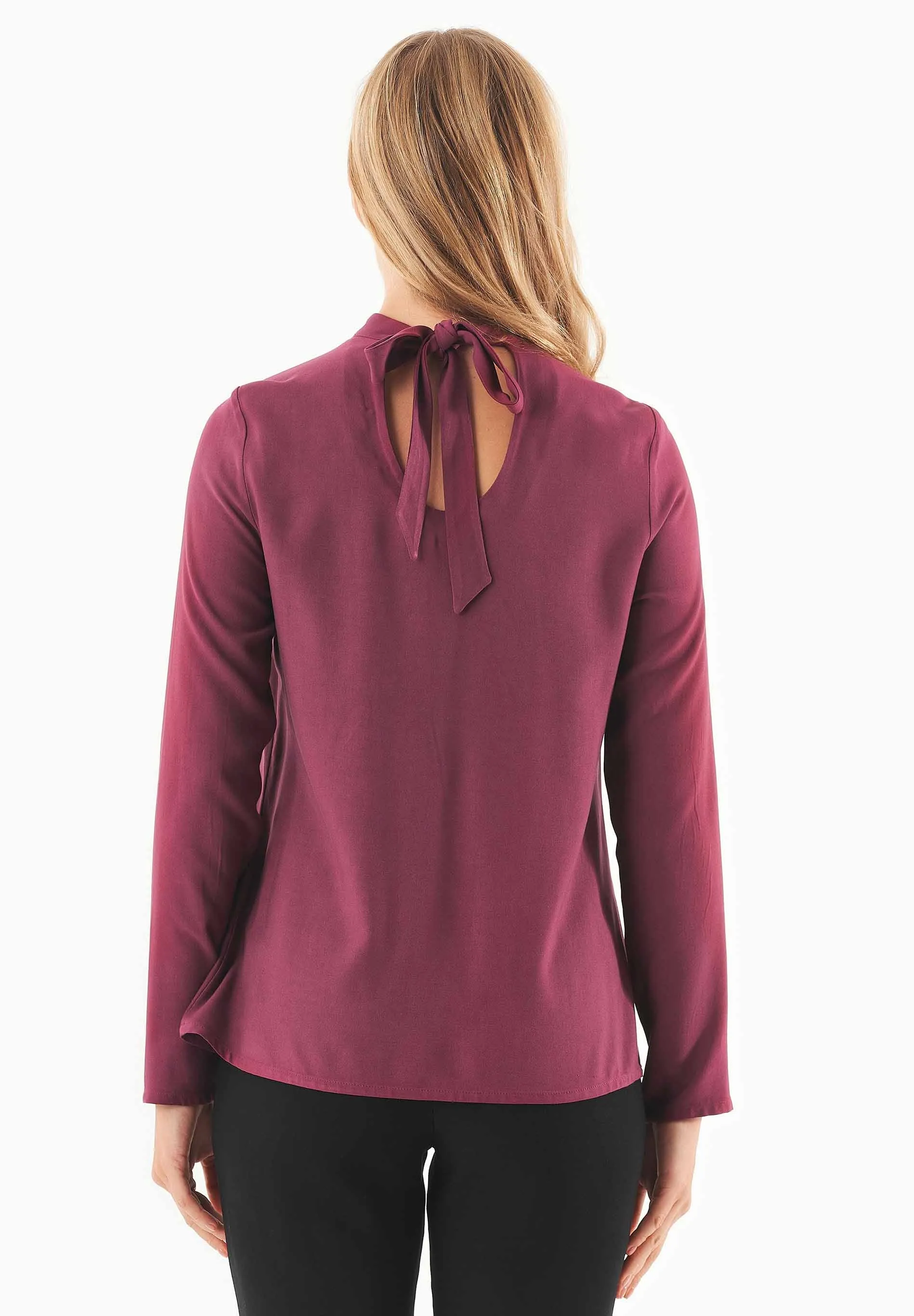 Women's Viscose Blouse With Tie At The Neck Wine sold by Ivalo.com product image thumbnail 4