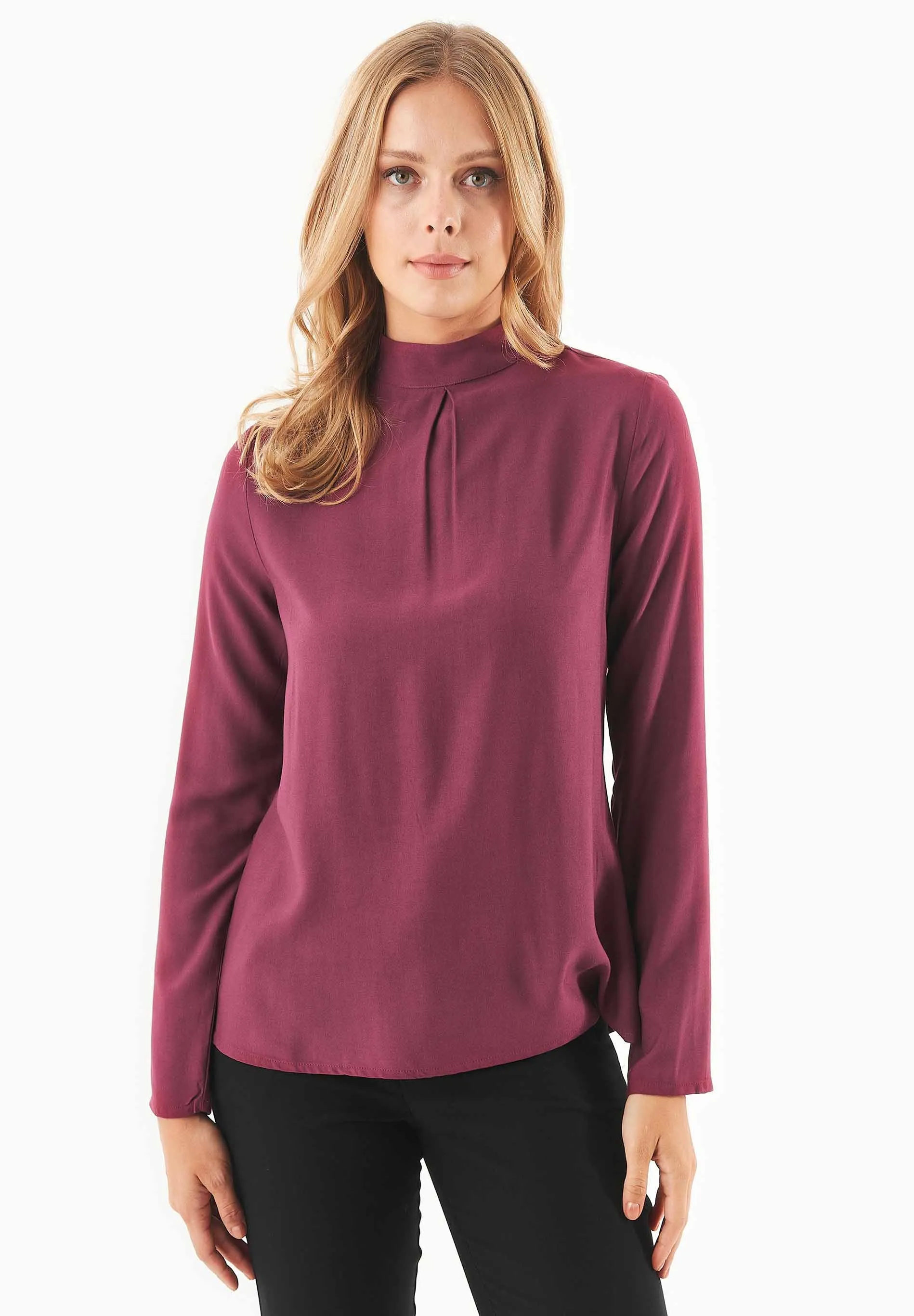 Women's Viscose Blouse With Tie At The Neck Wine sold by Ivalo.com product image thumbnail 2