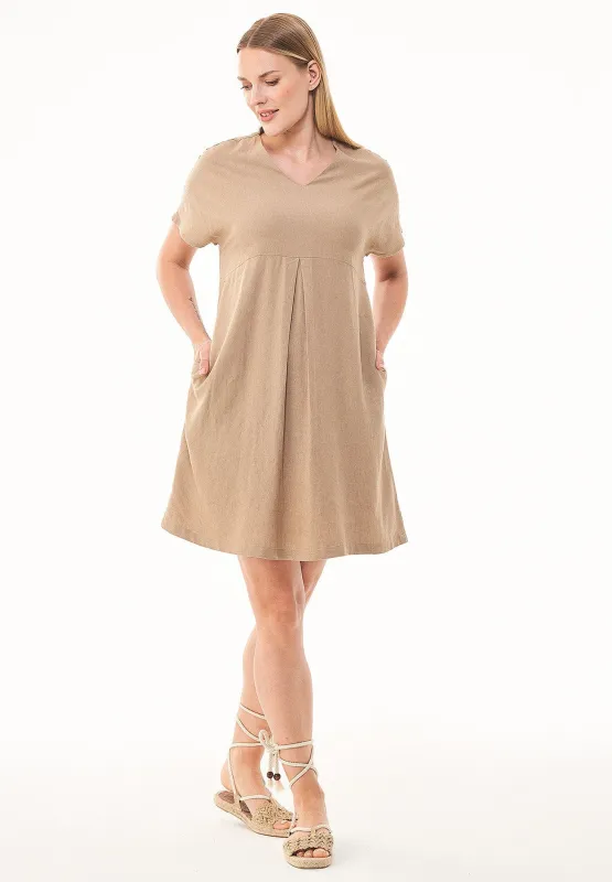 Women's A-Line Linen Blend Dress Beige sold by Ivalo.com