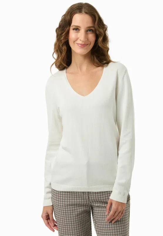 V-Neck Knitted Organic Cotton Sweater Off White sold by Ivalo.com
