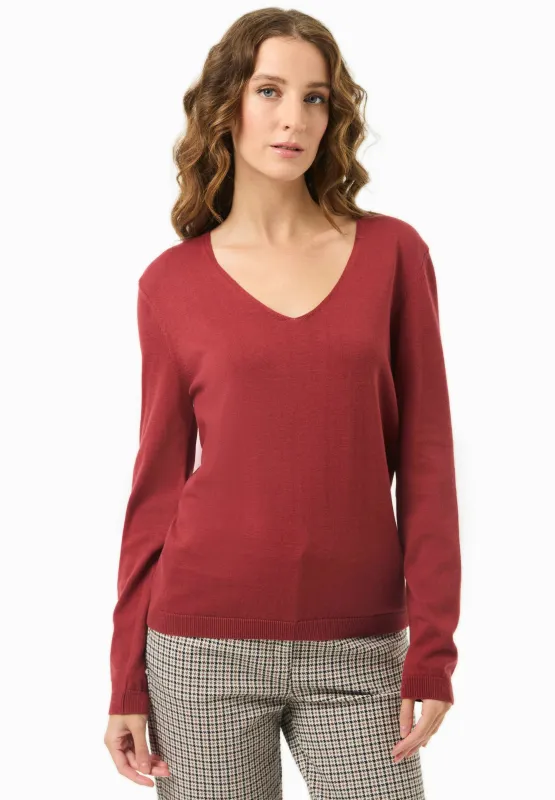 V-Neck Knitted Organic Cotton Sweater Merlot sold by Ivalo.com