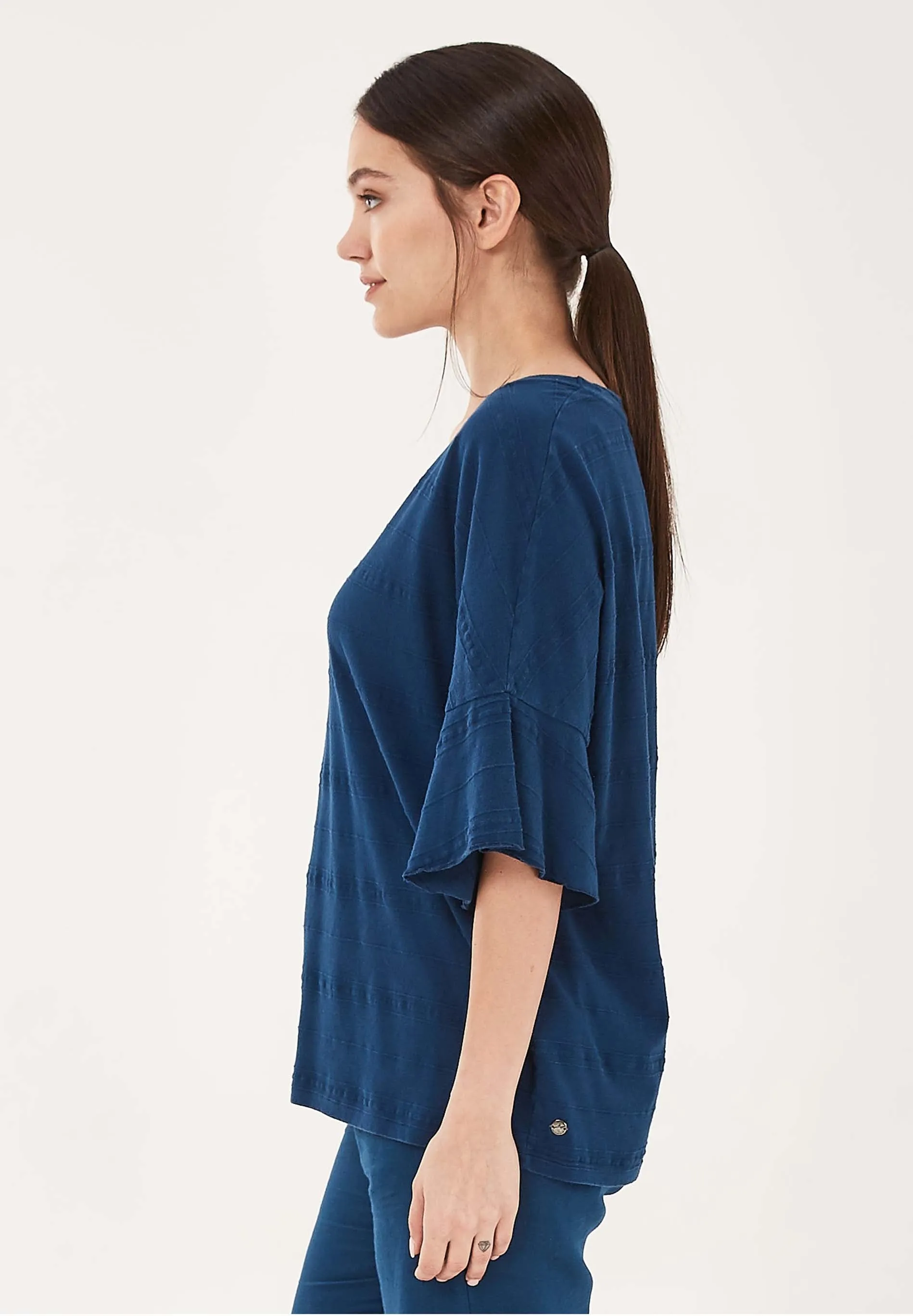 Organic Cotton Blouse With Flounce Sleeves Navy sold by Ivalo.com product image thumbnail 2