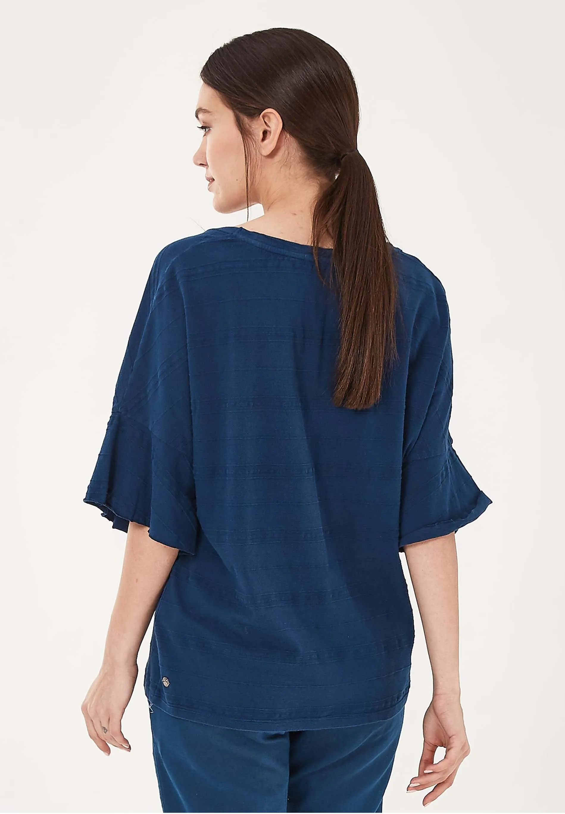 Organic Cotton Blouse With Flounce Sleeves Navy sold by Ivalo.com product image thumbnail 3