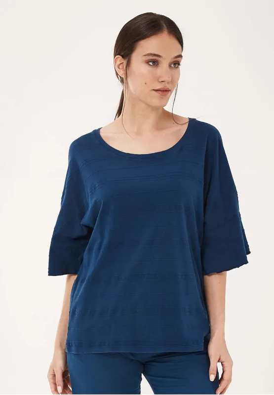 Organic Cotton Blouse With Flounce Sleeves Navy sold by Ivalo.com