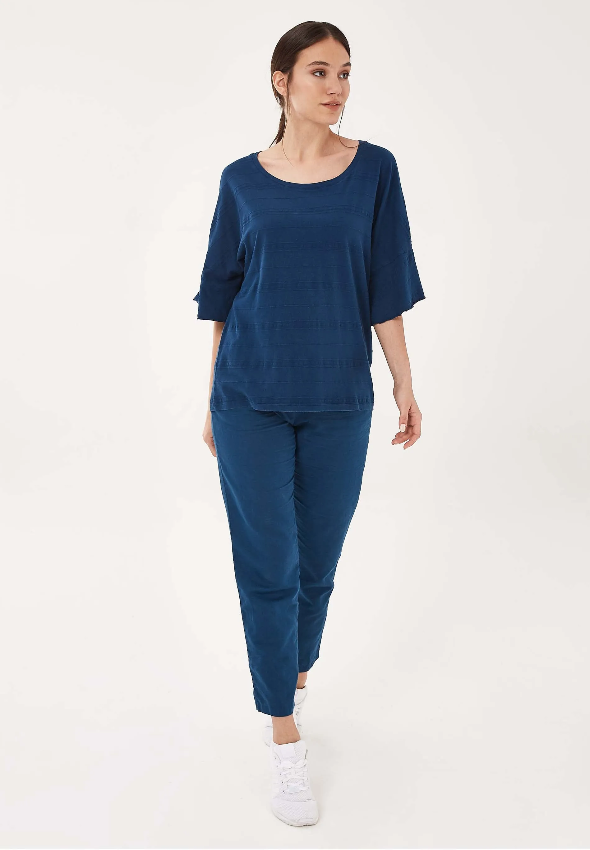 Organic Cotton Blouse With Flounce Sleeves Navy sold by Ivalo.com product image thumbnail 4