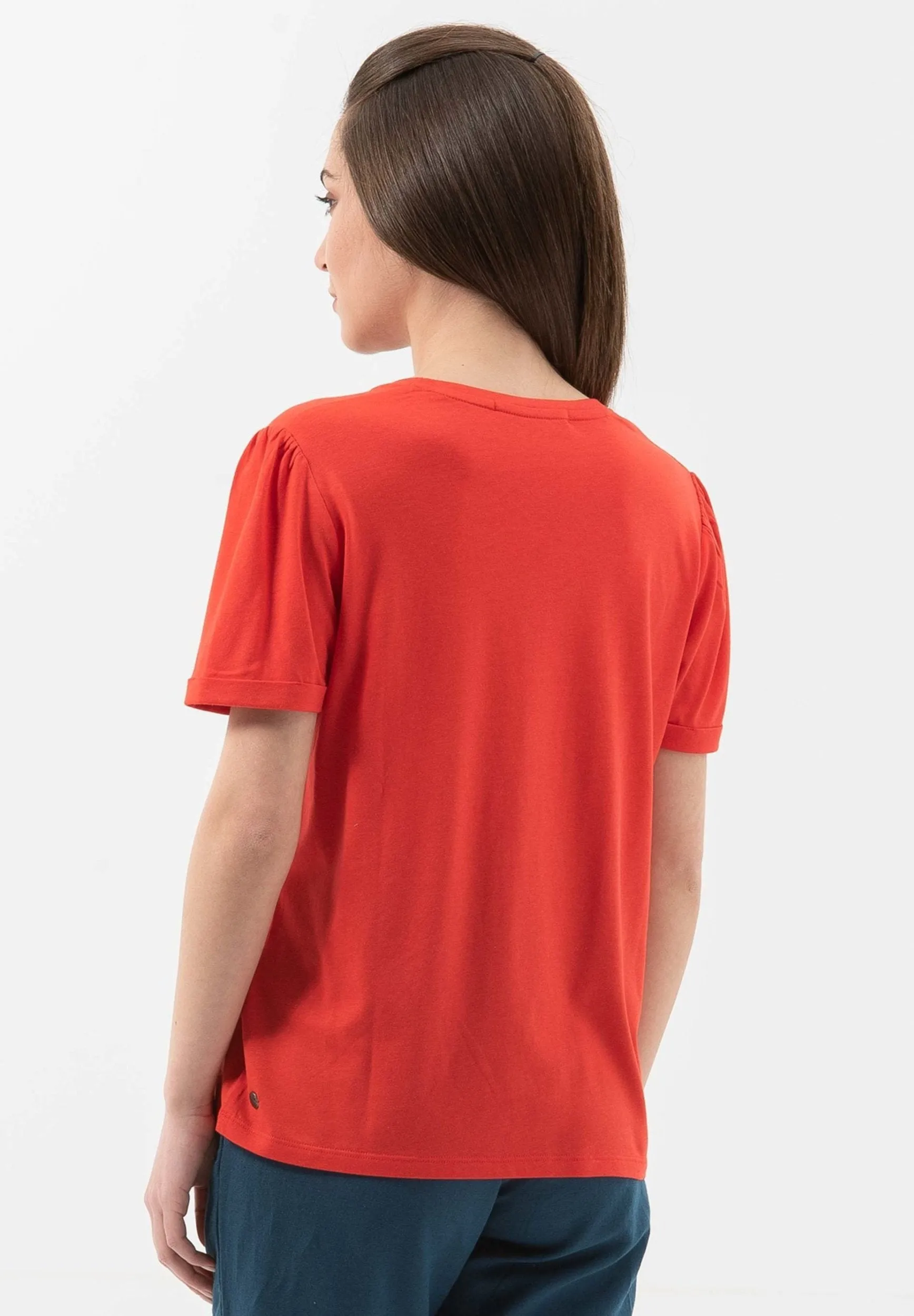 Lyocell Blend T-Shirt With Gathered Sleeves Red sold by Ivalo.com product image thumbnail 2