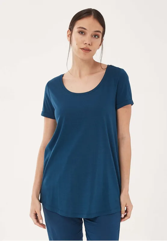 Lyocell Blend Round Neck T-Shirt Navy sold by Ivalo.com