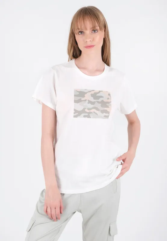 Women's Camouflage Print T-Shirt White sold by Ivalo.com