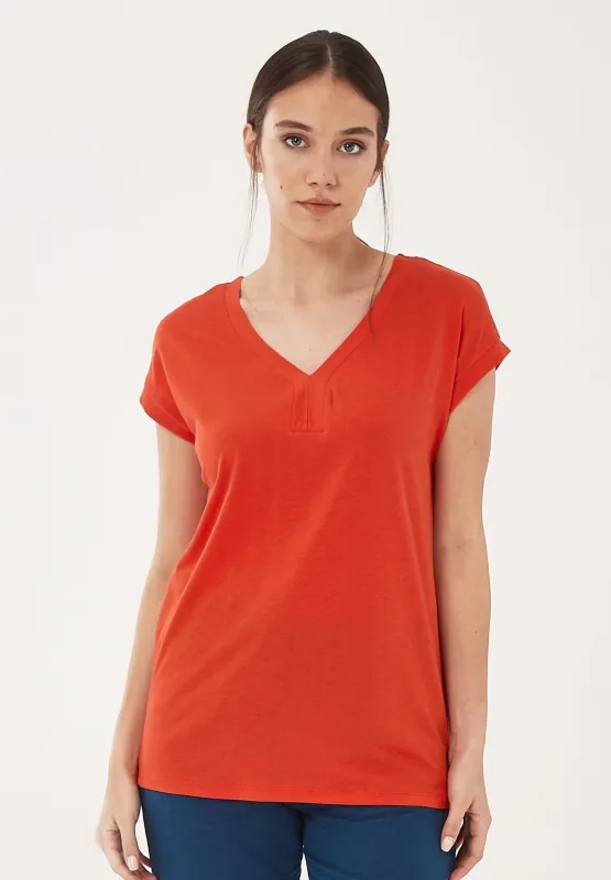 Women's Lyocell Blend V-Neck T-Shirt Red sold by Ivalo.com