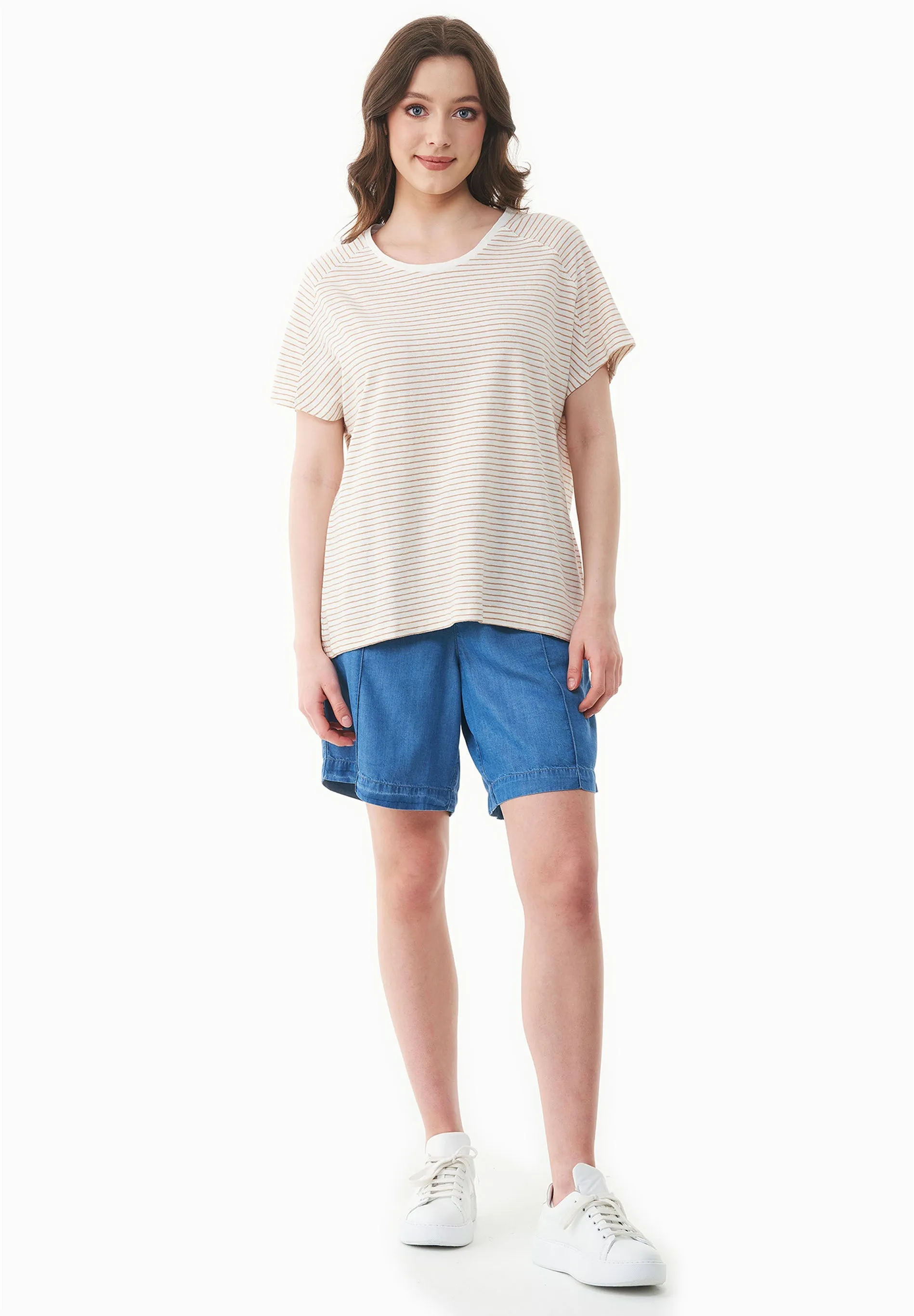 Thinly Striped Linen Blend T-Shirt Off White / Tan sold by Ivalo.com product image thumbnail 3