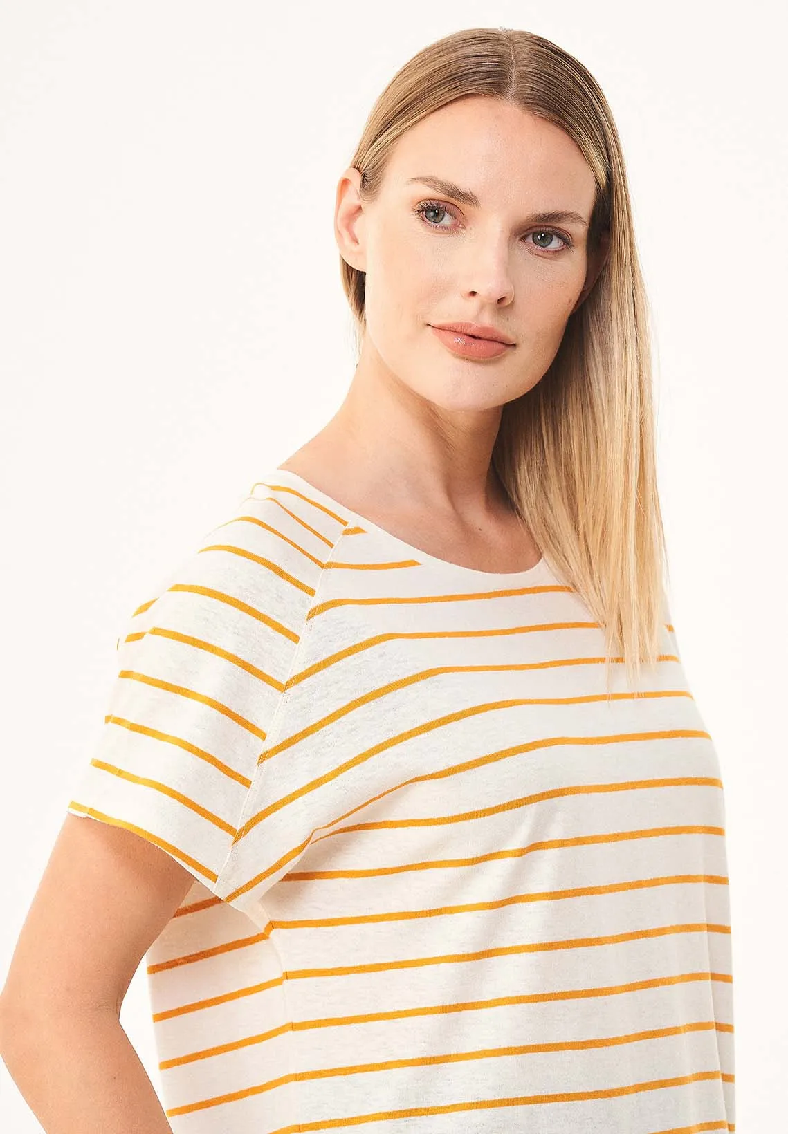 Striped Linen Blend T-Shirt Off White / Mango sold by Ivalo.com product image thumbnail 5