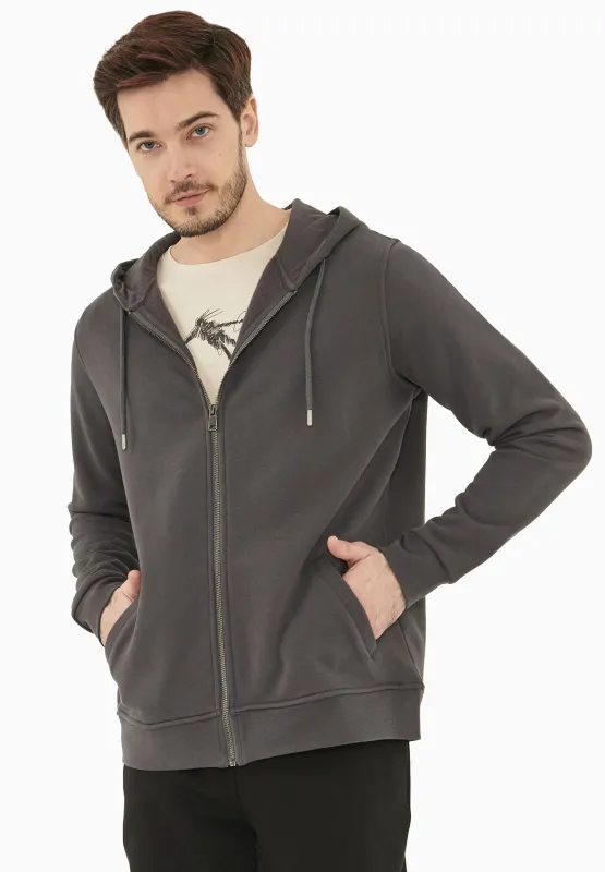 Men's Organic Cotton Fleece Zipper Hoodie Asphalt sold by Ivalo.com